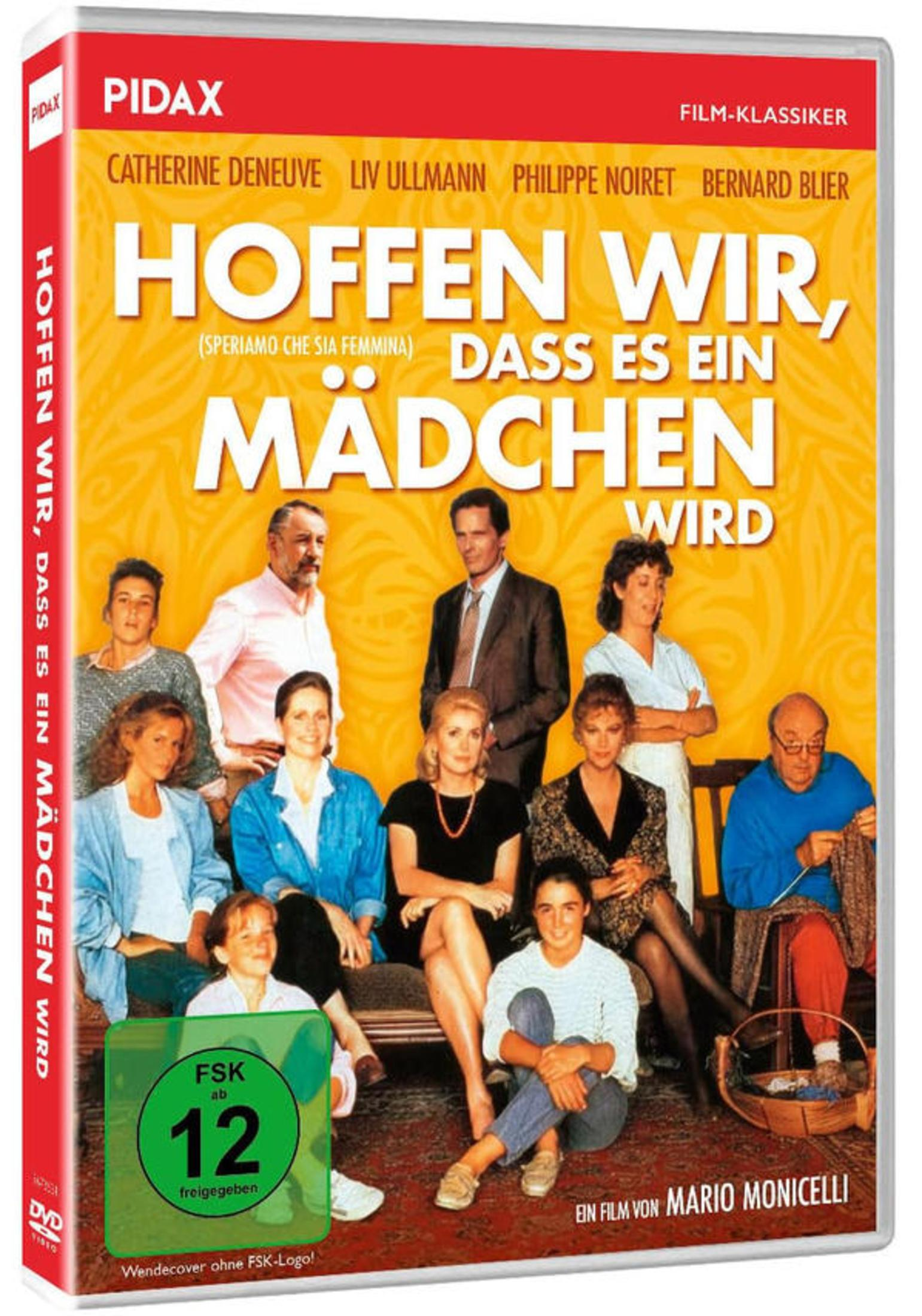 DVD-Hülle des Films Hoffen wir, dass es ein Mädchen wird mit mehreren Schauspielern und gelbem Hintergrund.