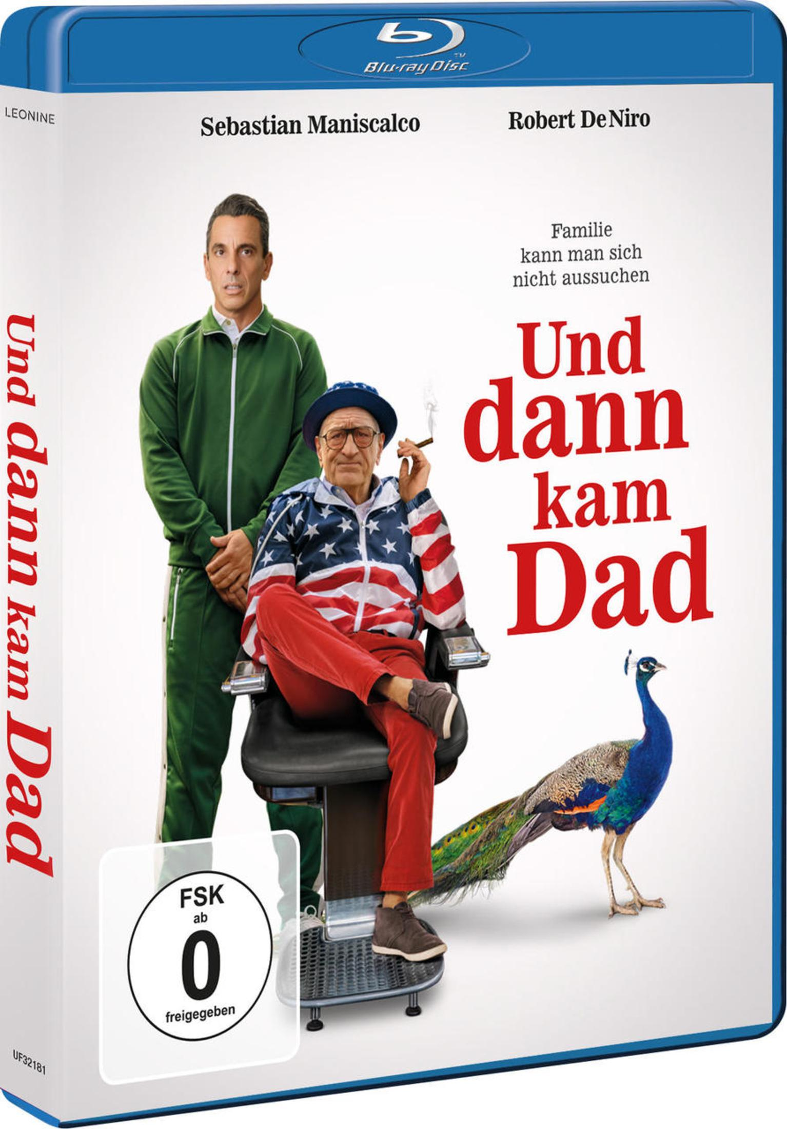 Blu-ray-Hülle von Und dann kam Dad mit Sebastian Maniscalco, Robert De Niro und einem Pfau.