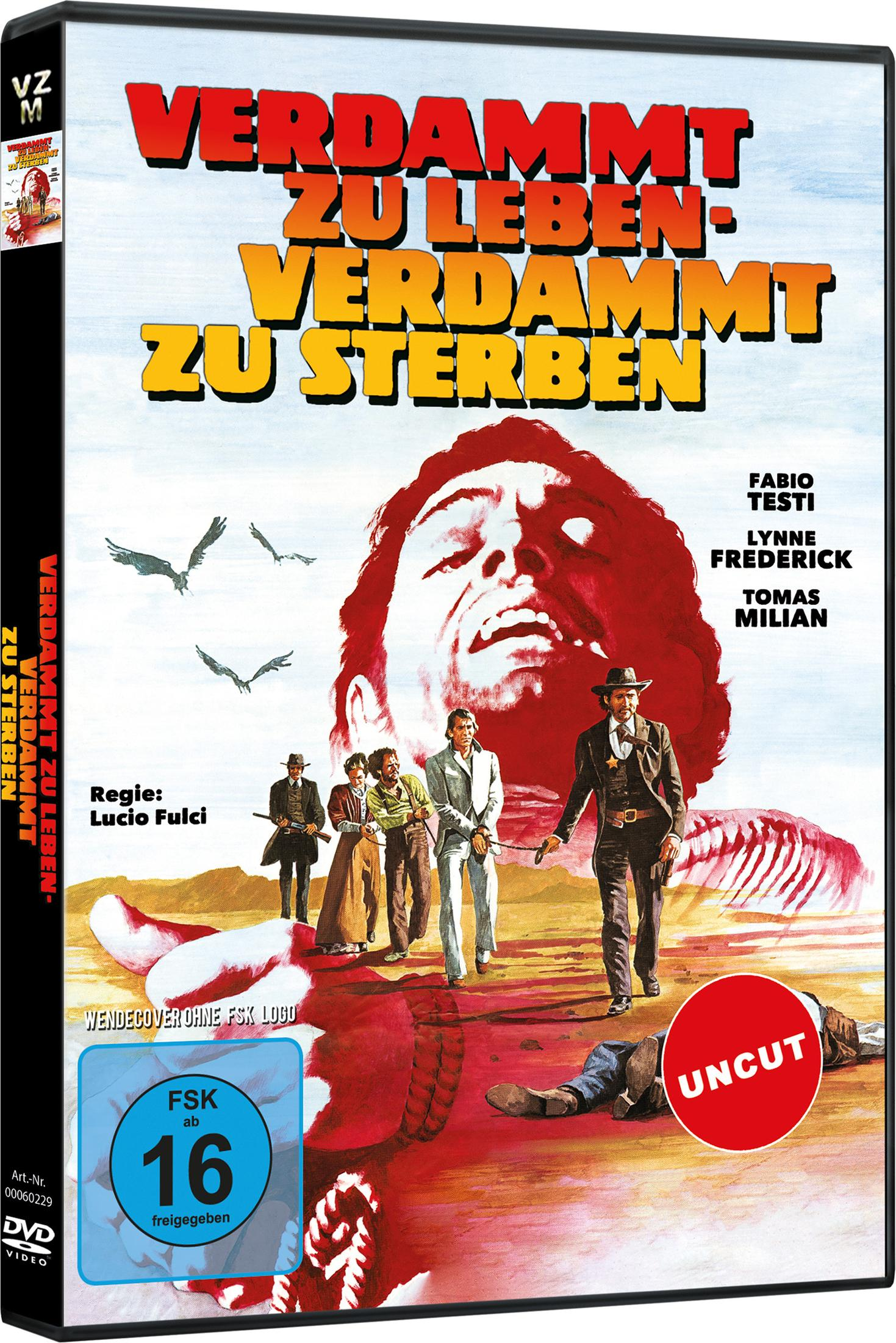 DVD-Cover des Films Verdammt zu leben - Verdammt zu sterben mit Western-Motiven und roten Akzenten.