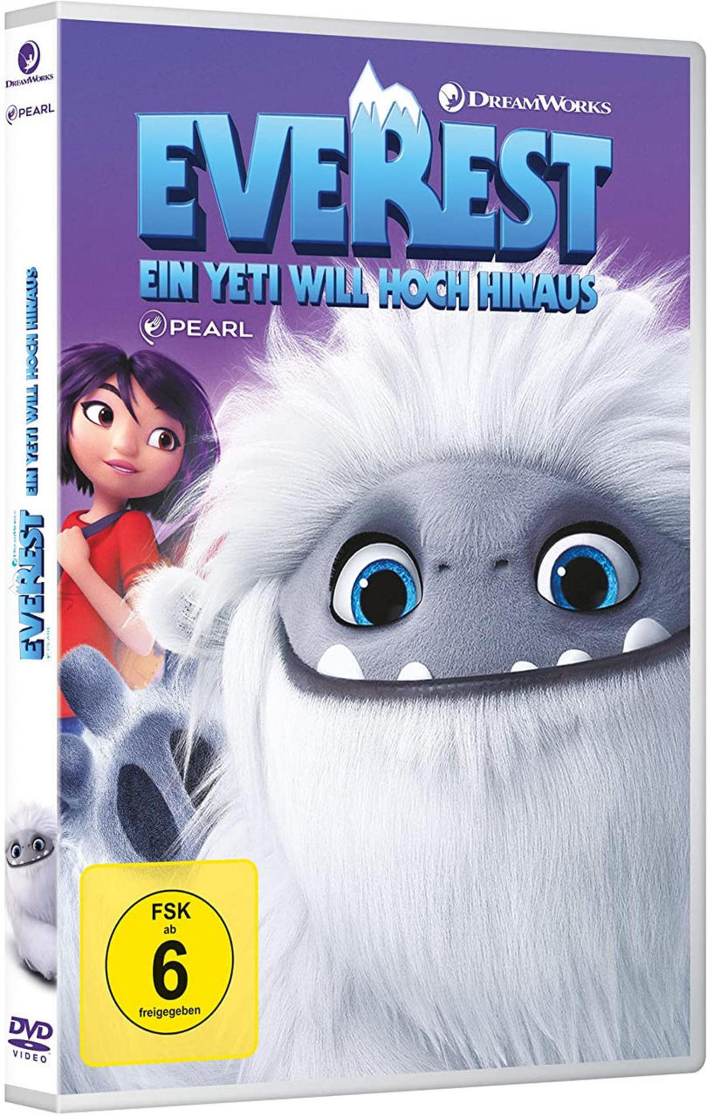 DVD-Hülle des Films Everest mit einem flauschigen Yeti und einem Mädchen vor violettem Hintergrund.