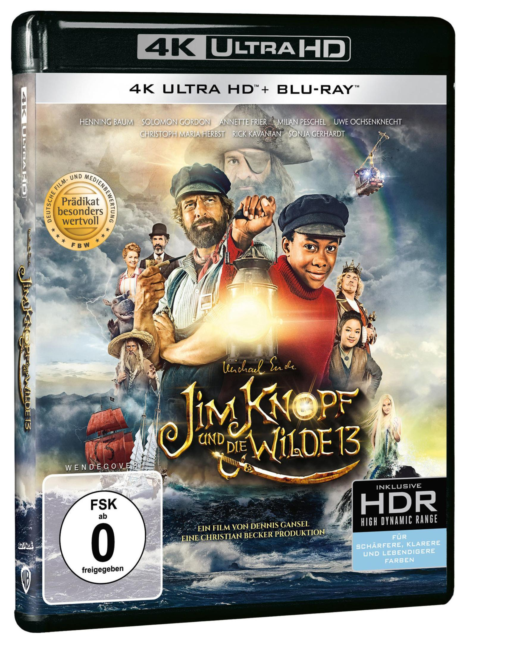 Filmcover von Jim Knopf und die Wilde 13 mit Charakteren vor stürmischer See.