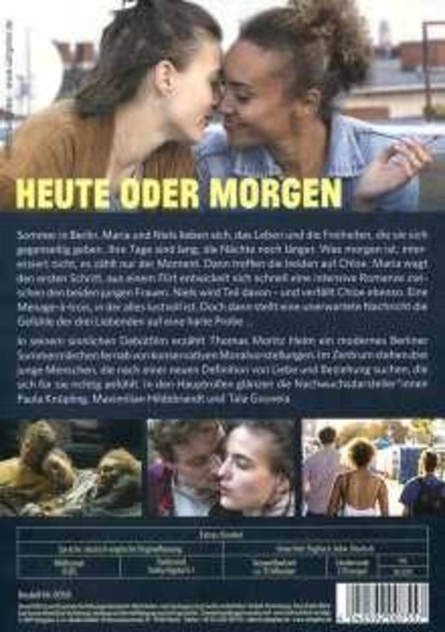 Filmposter mit zwei nah beieinander lächelnden Frauen, deutschem Text, kleineren Szenenbildern und einem Barcode.