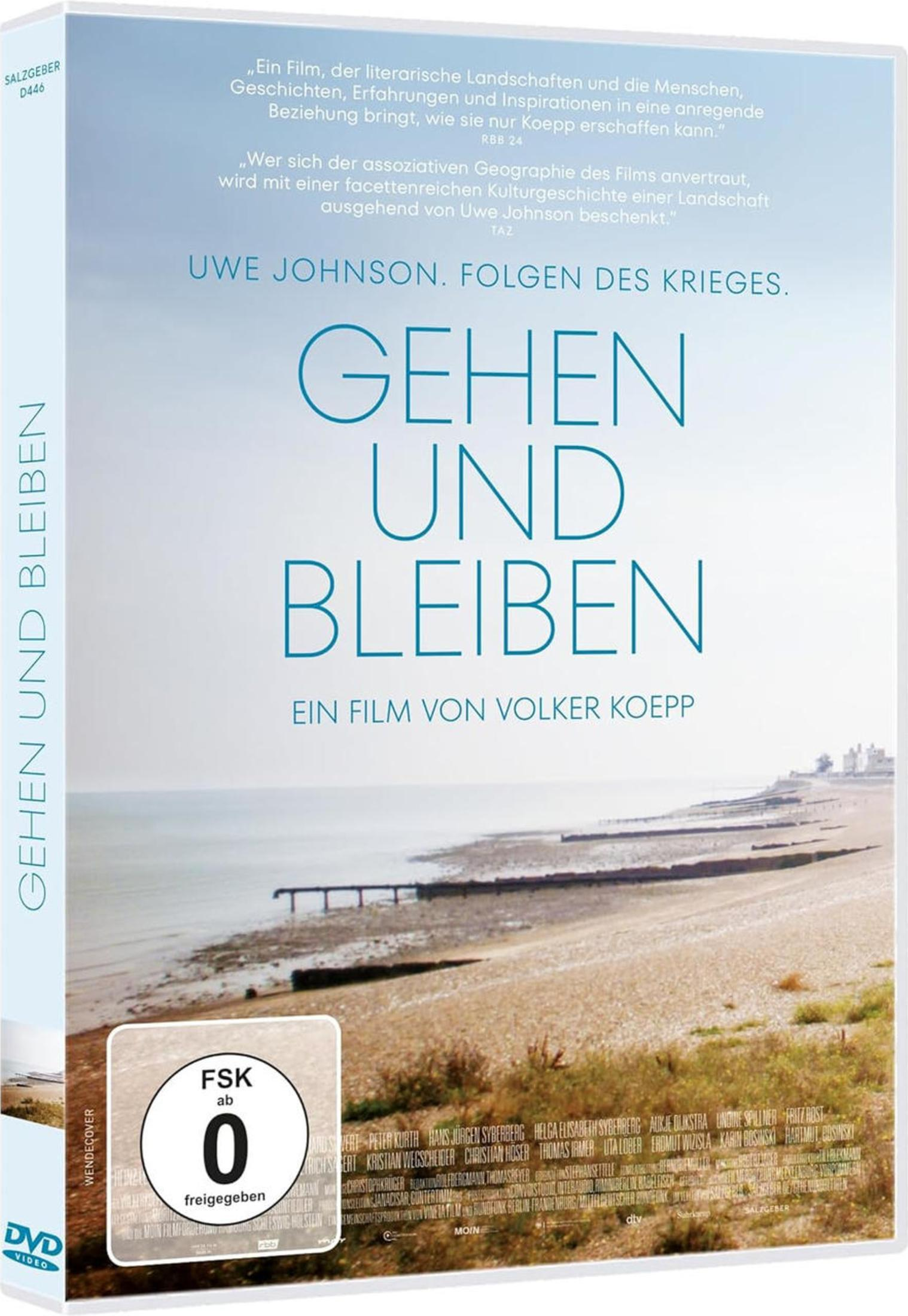 DVD-Cover des Films Gehen und Bleiben von Volker Koepp mit einer Küstenlandschaft.