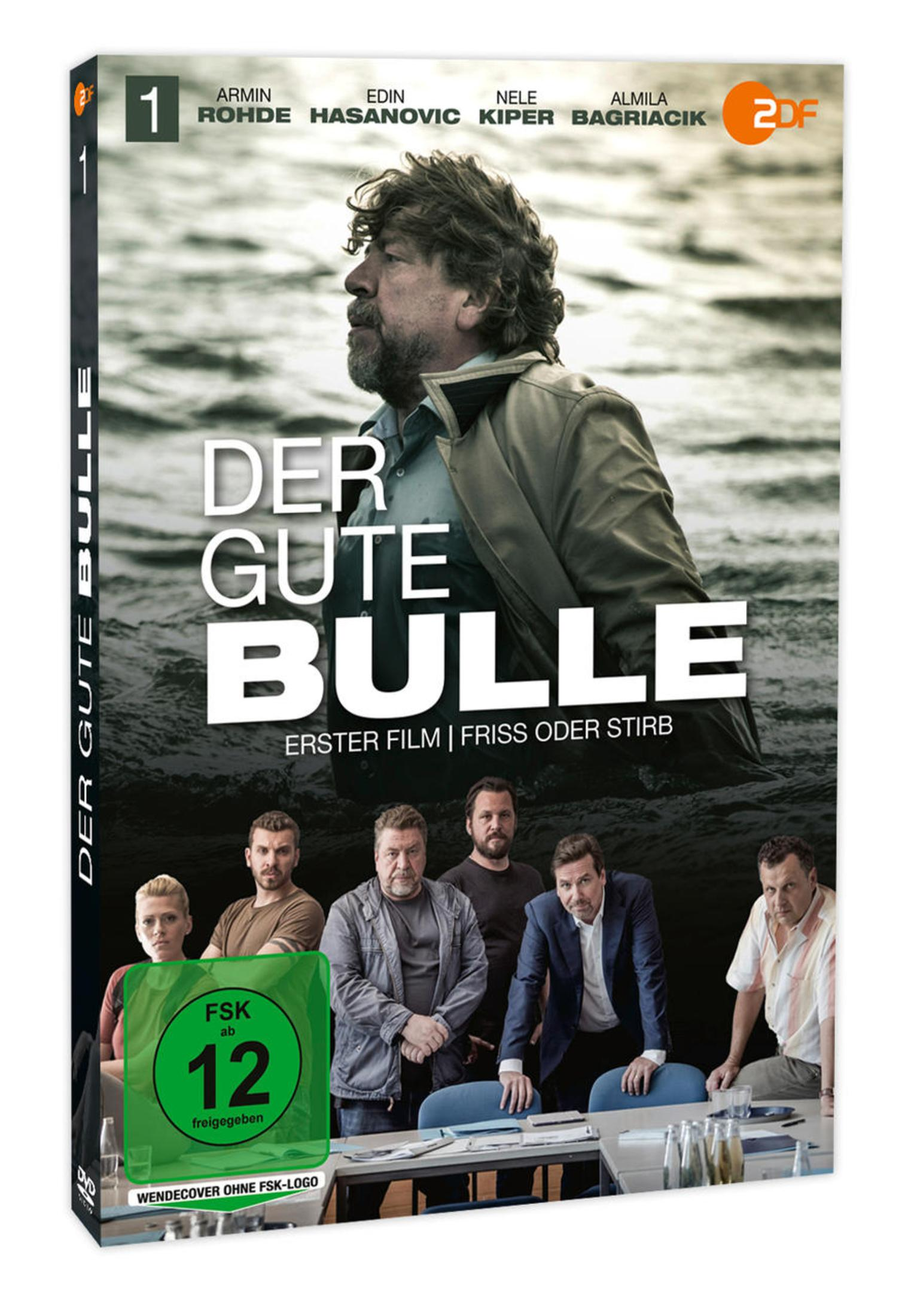 DVD-Cover von Der gute Bulle mit Armin Rohde und anderen Darstellern vor einer Wasser- und Bürokulisse.