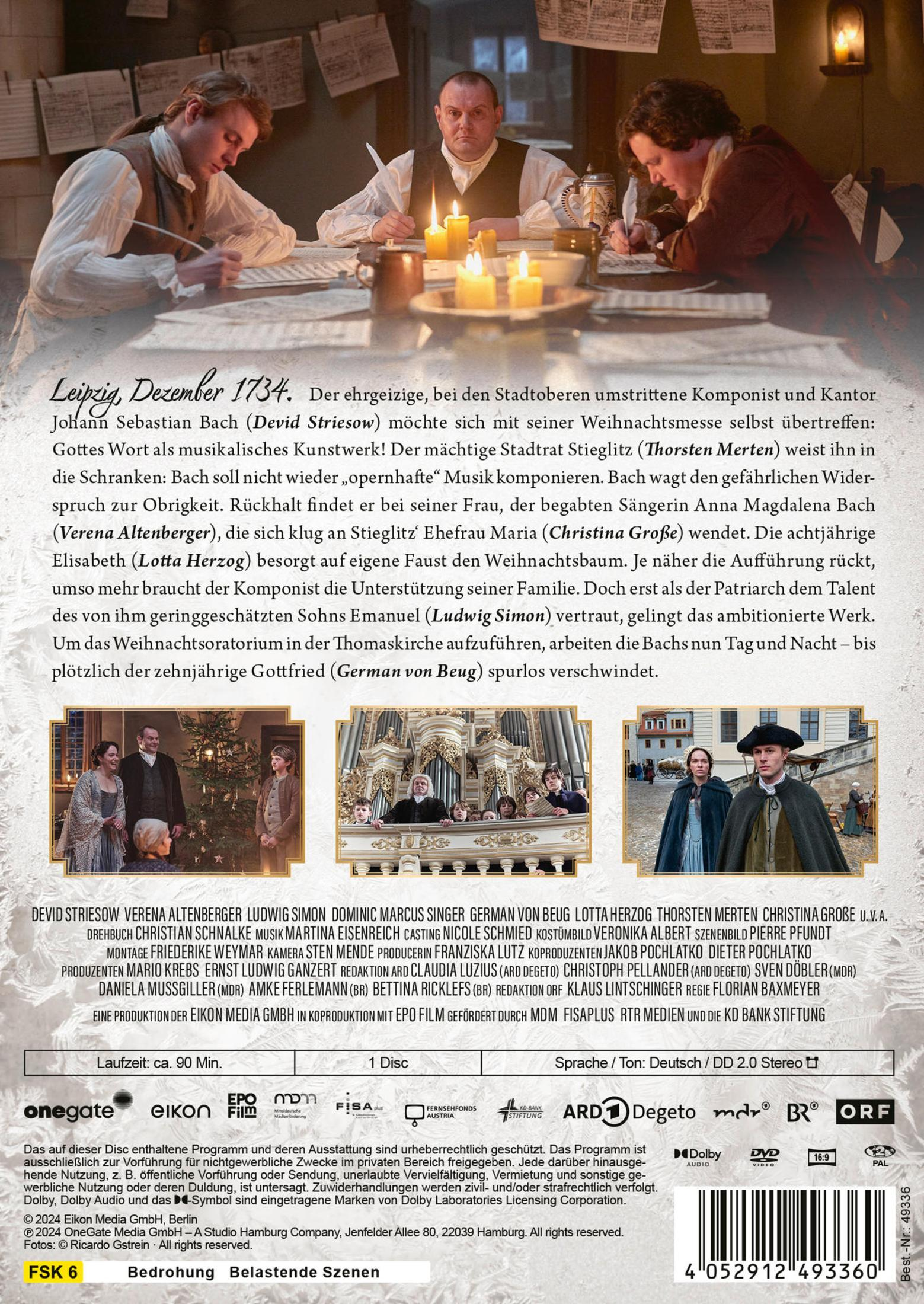 DVD-Cover mit drei Personen an einem Holztisch, die im Kerzenschein schreiben, und darunter Szenenbilder und Text.