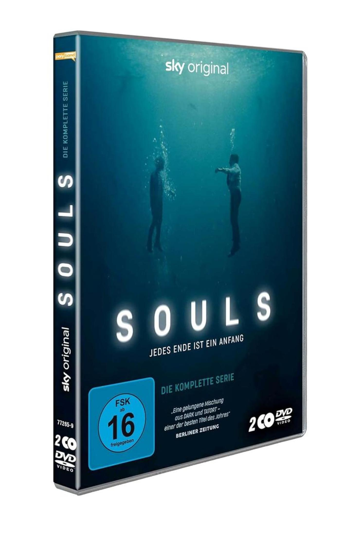 DVD-Hülle der Serie SOULS in Blau mit zwei Personen unter Wasser und FSK 16 Logo.
