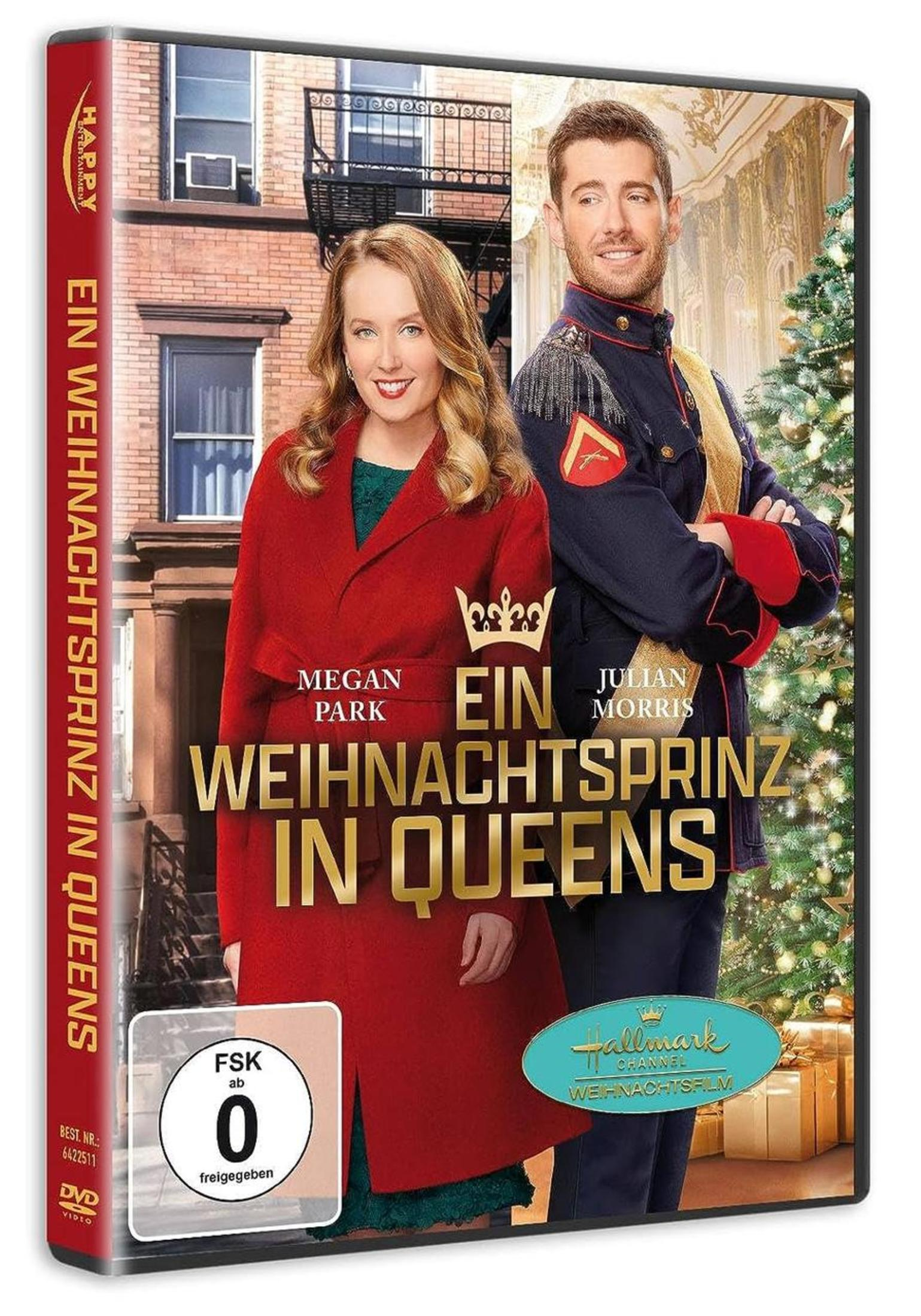 DVD-Cover von Ein Weihnachtsprinz in Queens mit Megan Park und Julian Morris.