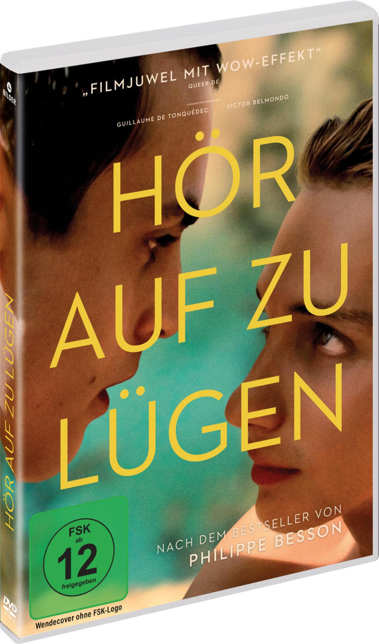 DVD-Hülle mit dem Filmcover von Hör auf zu lügen, zwei Gesichter nah beieinander und gelber Schrift.