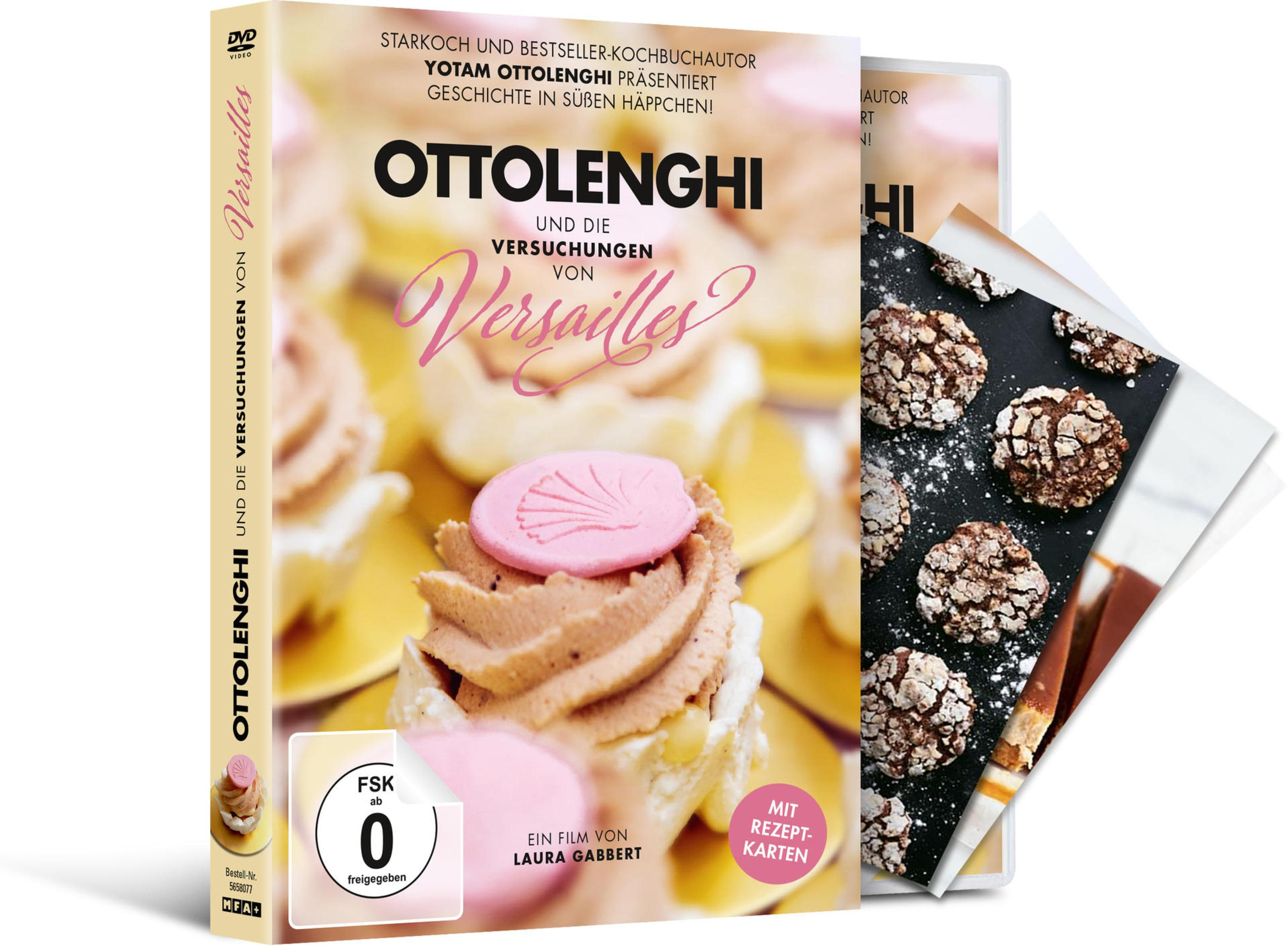 DVD-Hülle von Ottolenghi und die Versuchungen von Versailles mit Cupcakes und Rezeptkarten.