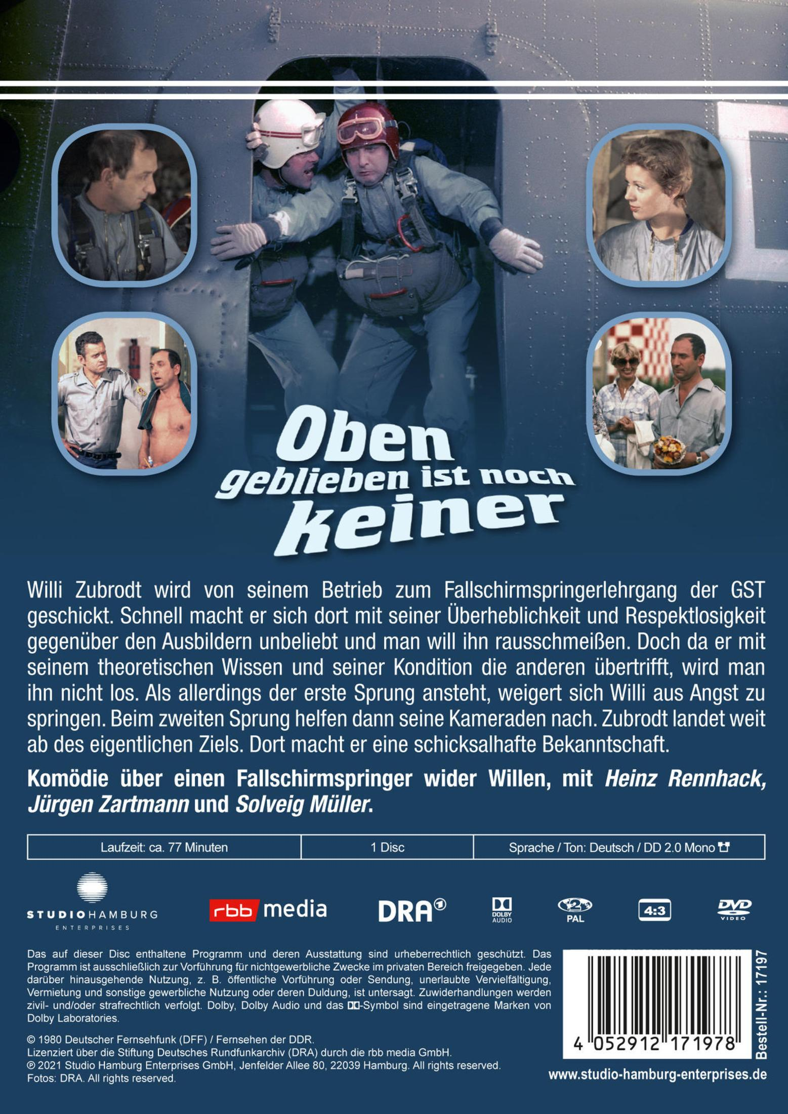 DVD-Cover der Komödie Oben geblieben ist noch keiner mit Szenenbildern, Beschreibung und technischen Details.