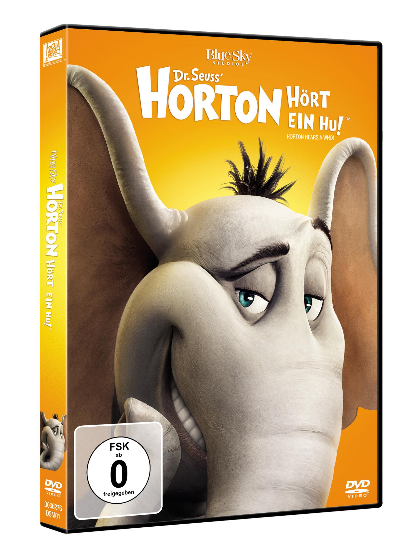 DVD-Hülle von Horton hört ein Hu! mit dem blauen Elefanten und einem FSK-0-Logo.
