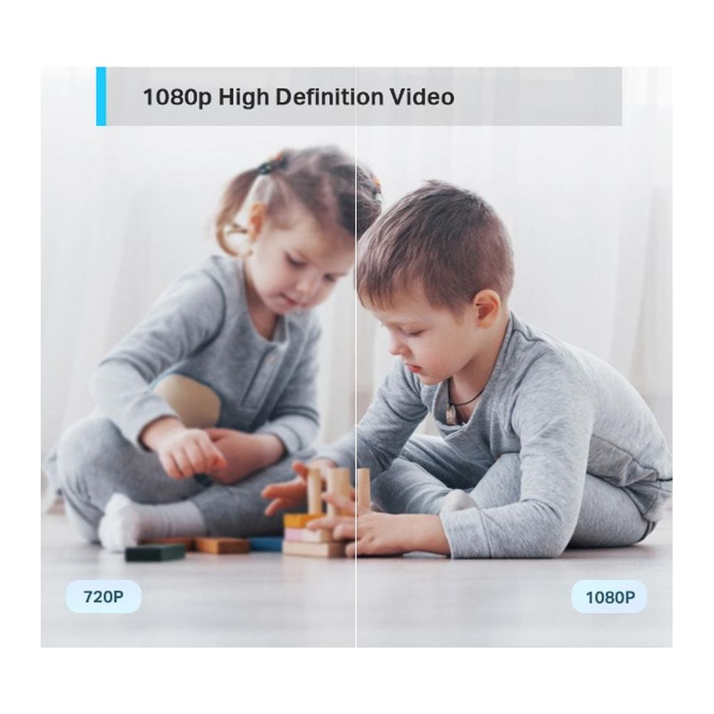 Vergleichsbild zeigt links ein verschwommenes 720p und rechts ein scharfes 1080p Video von Kindern.