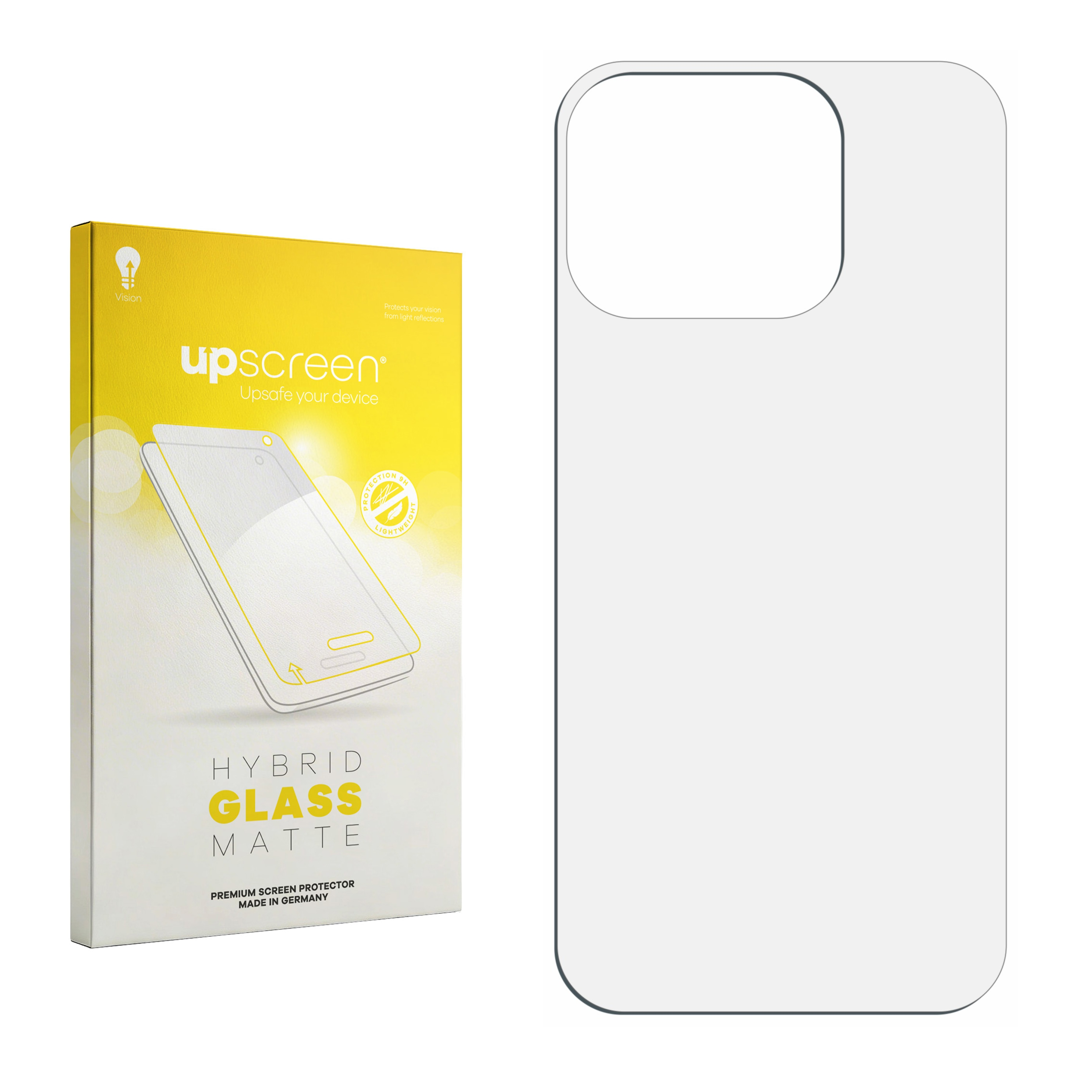 UpScreen Hybrid Glass Matte Bildschirm-Schutzfolie mit Verpackung.