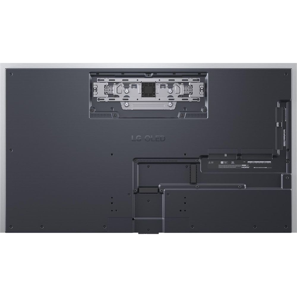 Vue arrière d'un téléviseur LG OLED avec support mural VESA et ports.