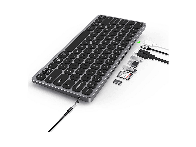 BIX BX-KEYHUB01 9'u 1 Arada HUB Özellikli Çok Fonksiyonlu - Klavye Gri