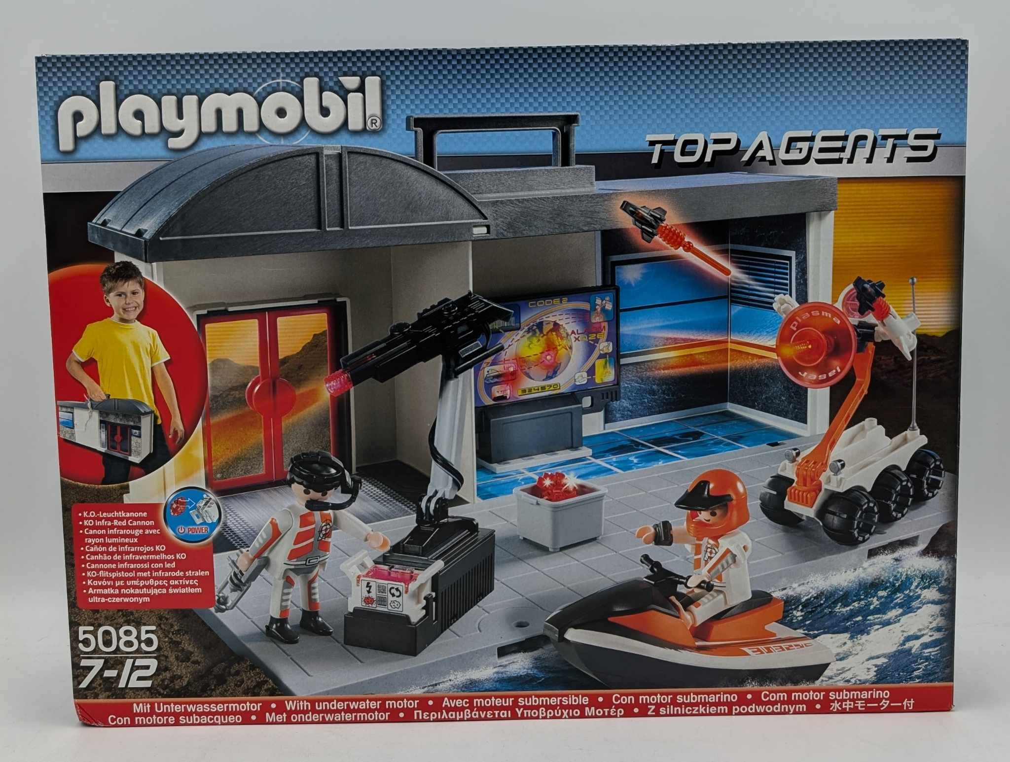 Playmobil Top Agents Set 5085 mit Figuren, Fahrzeug, Waffen und Basis.