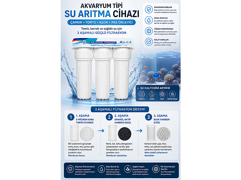 AQUABELLA Akvaryum Klor Tortu ve Çamur Önleyici Su Arıtma Cihazı