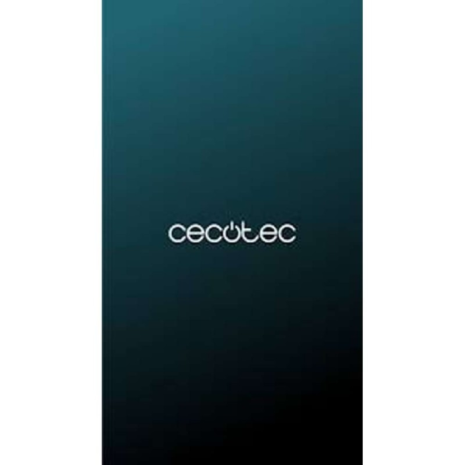 Il logo bianco Cecotec centrato su uno sfondo scuro sfumato blu e nero.