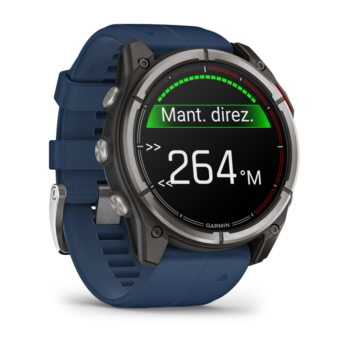 Orologio sportivo Garmin blu con display digitale che mostra 264M e indicazioni.