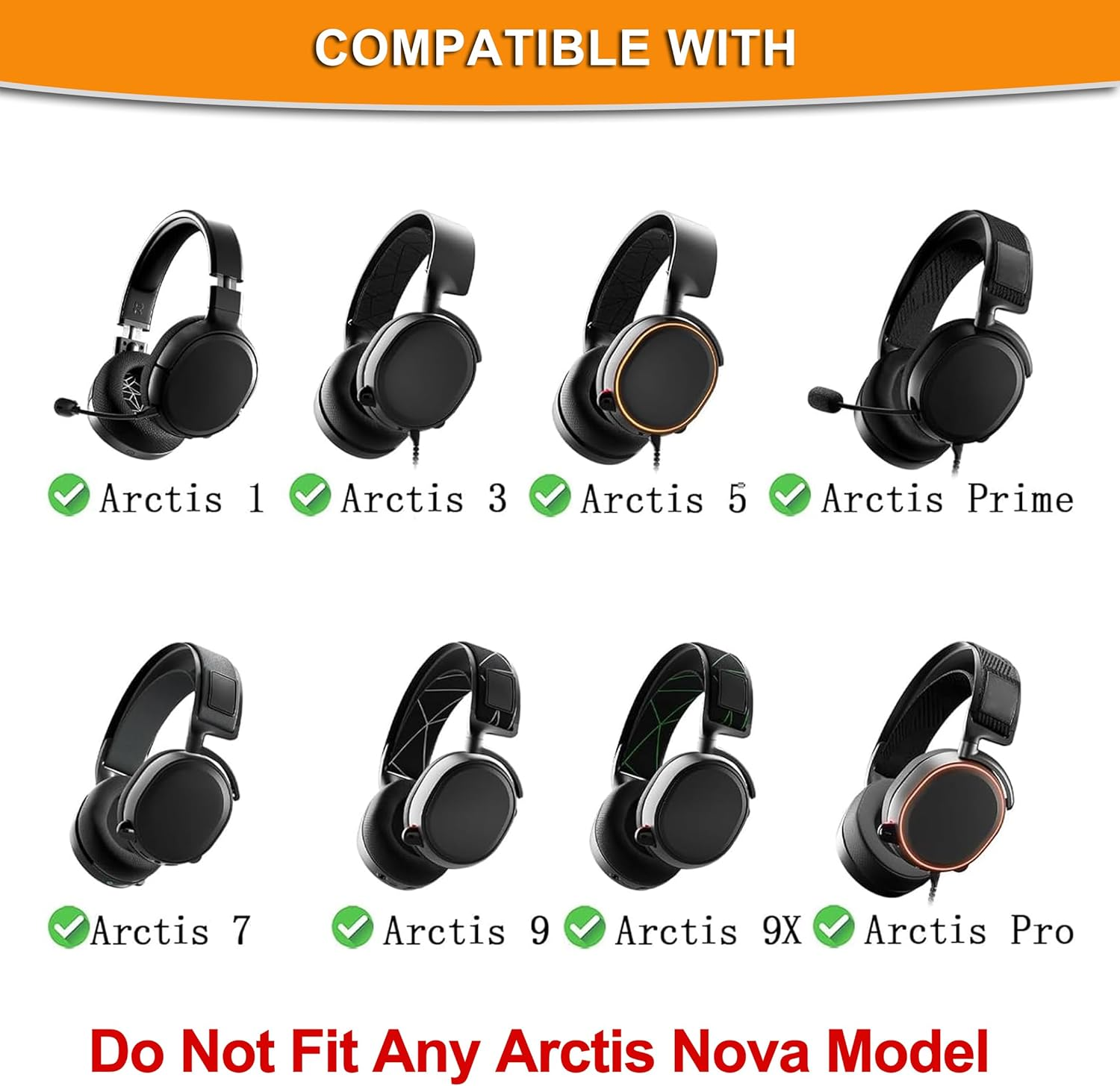 Kompatibel mit Arctis 1, 3, 5, Prime, 7, 9, 9X und Pro Headsets, außer Arctis Nova Modellen.