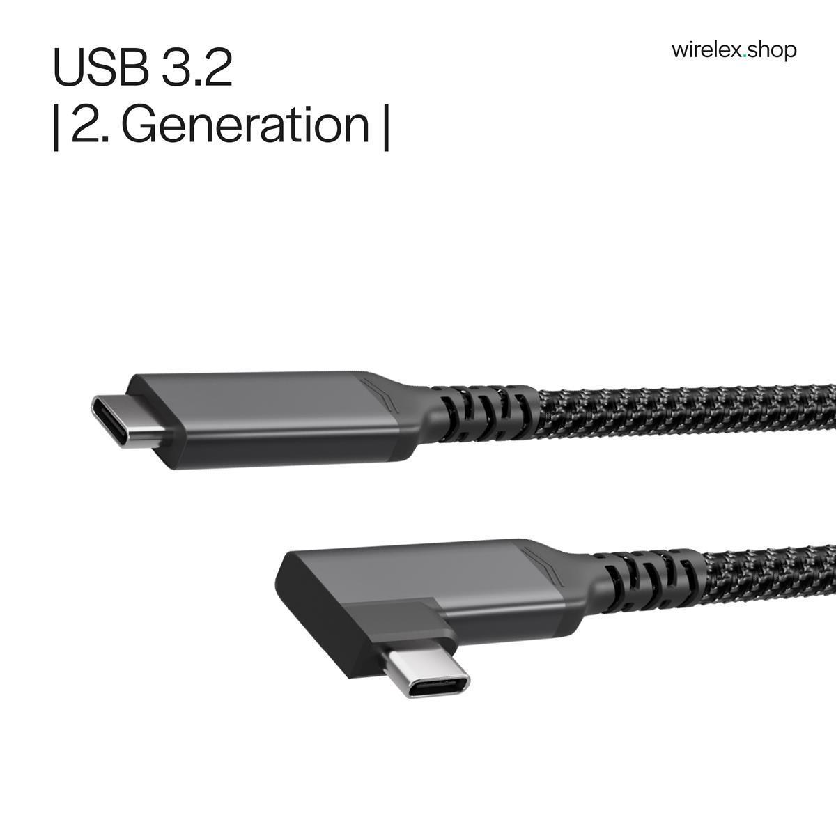 Zwei schwarze USB-C-Kabel mit Textummantelung und Text USB 3.2 2. Generation.