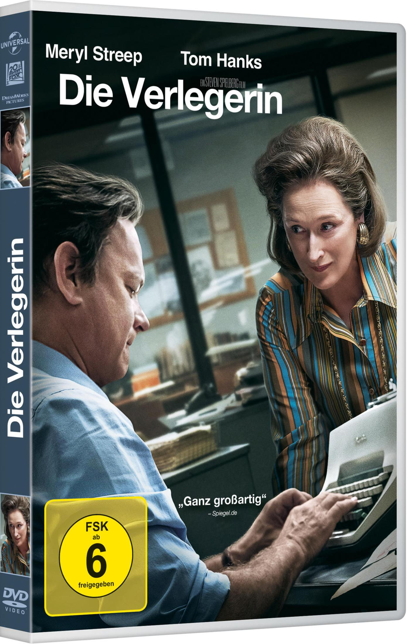 DVD-Hülle von 'Die Verlegerin' mit Meryl Streep und Tom Hanks im Büro.