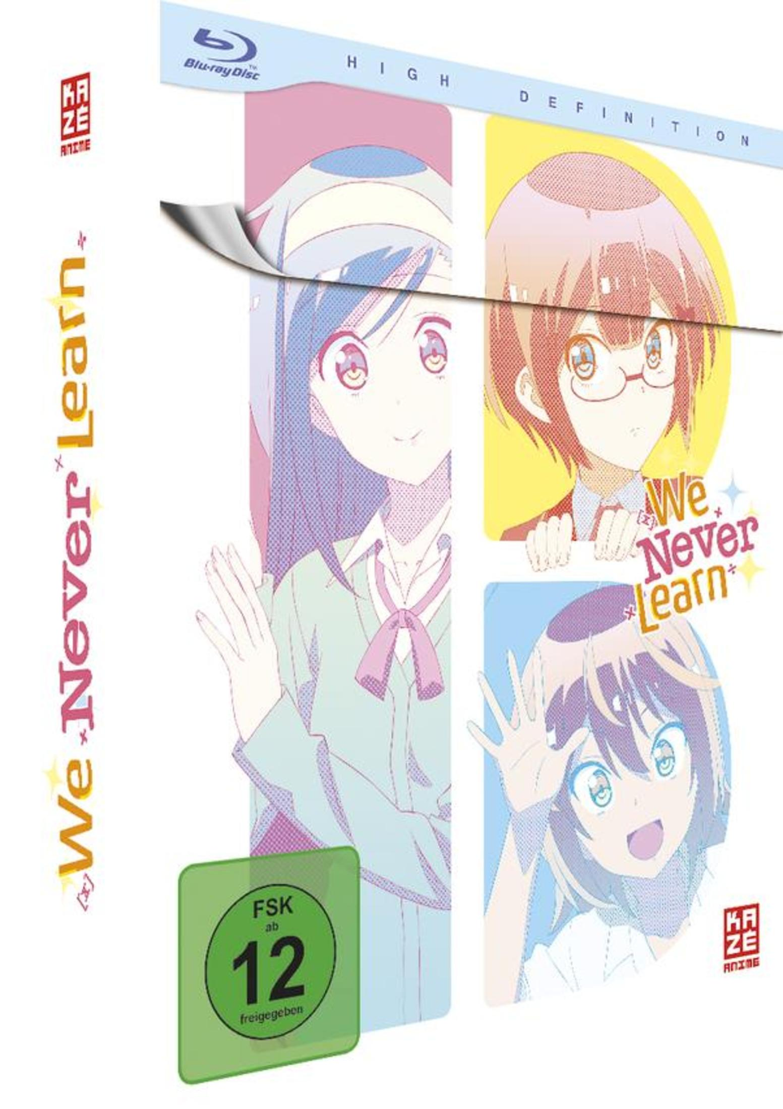 Blu-ray-Hülle des Anime We Never Learn mit drei Charakteren.