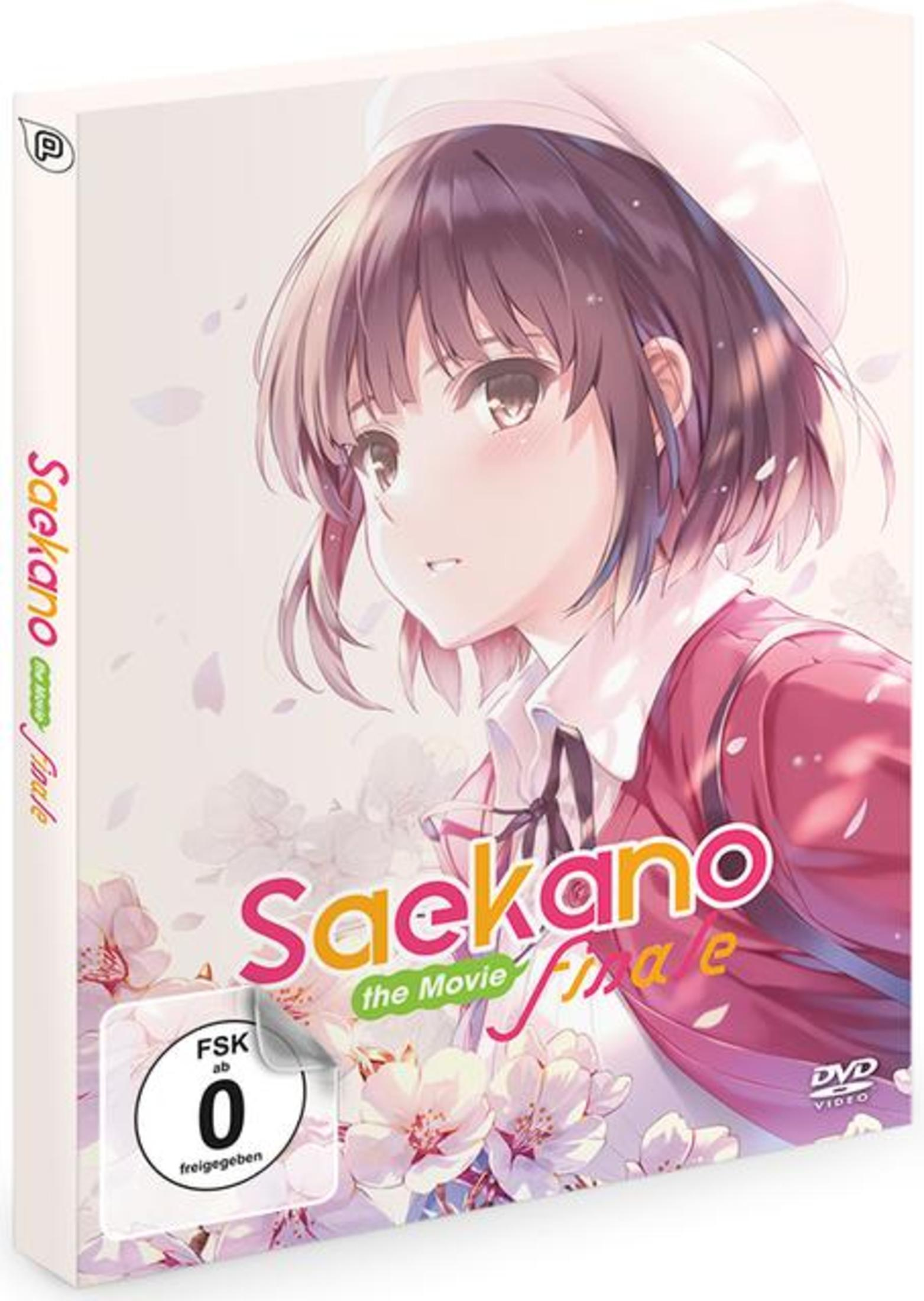 DVD-Cover von Saekano The Movie Finale mit einem Anime-Mädchen vor Kirschblüten und FSK-0-Logo.