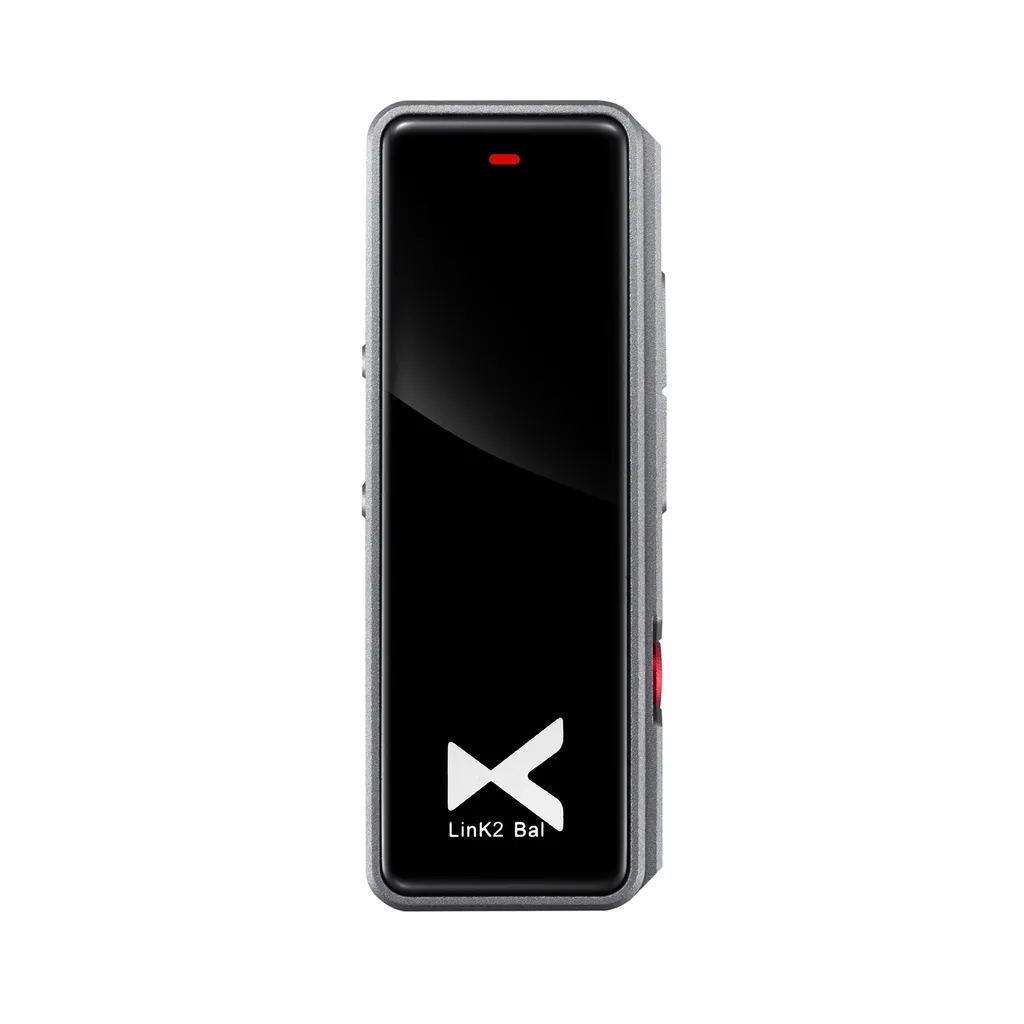 Grauer, tragbarer Audiorekorder mit schwarzem Display, weißem Logo und roten Akzenten.