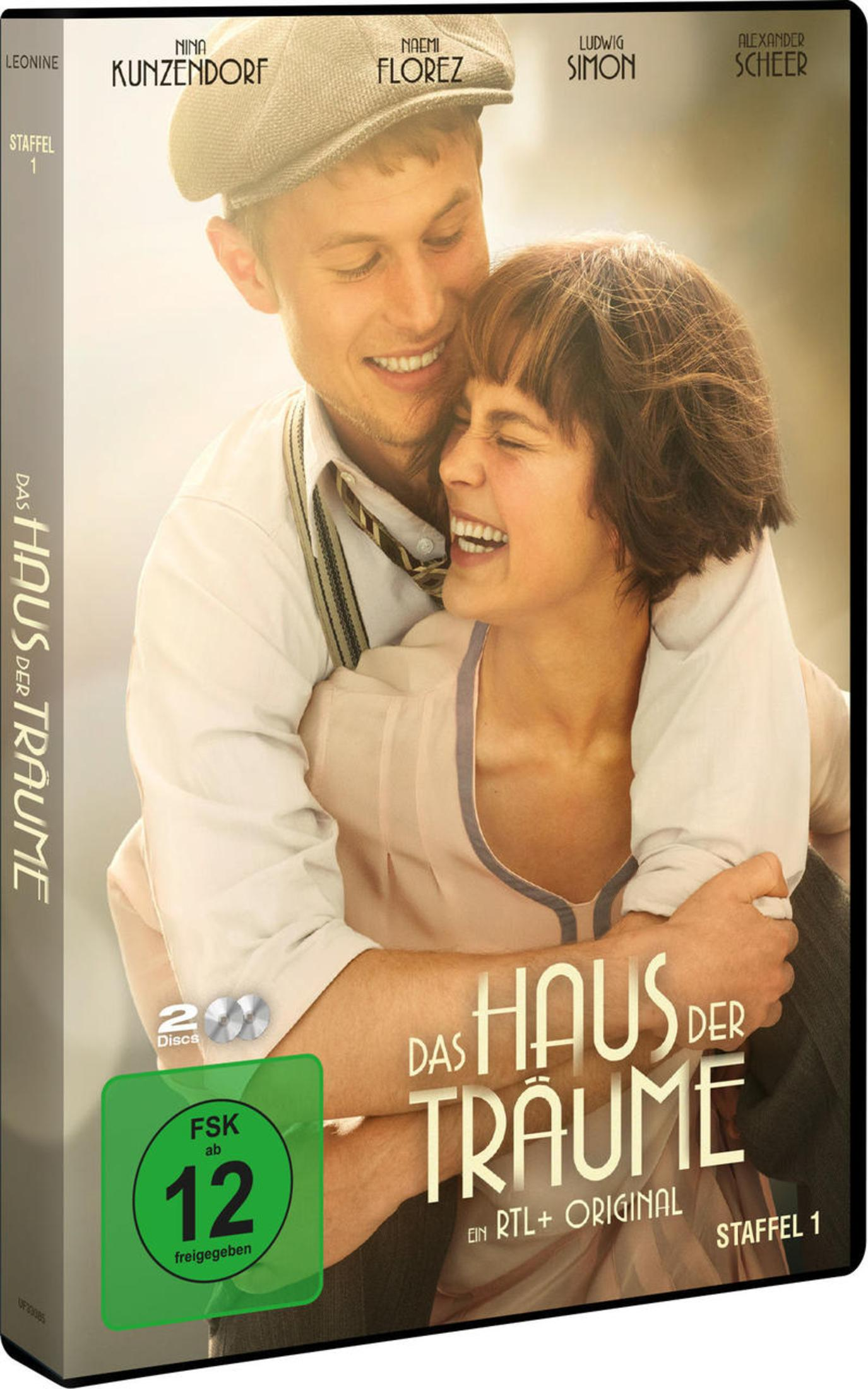 DVD-Cover von Das Haus der Träume, Staffel 1, mit einem glücklichen Paar in historischer Kleidung.