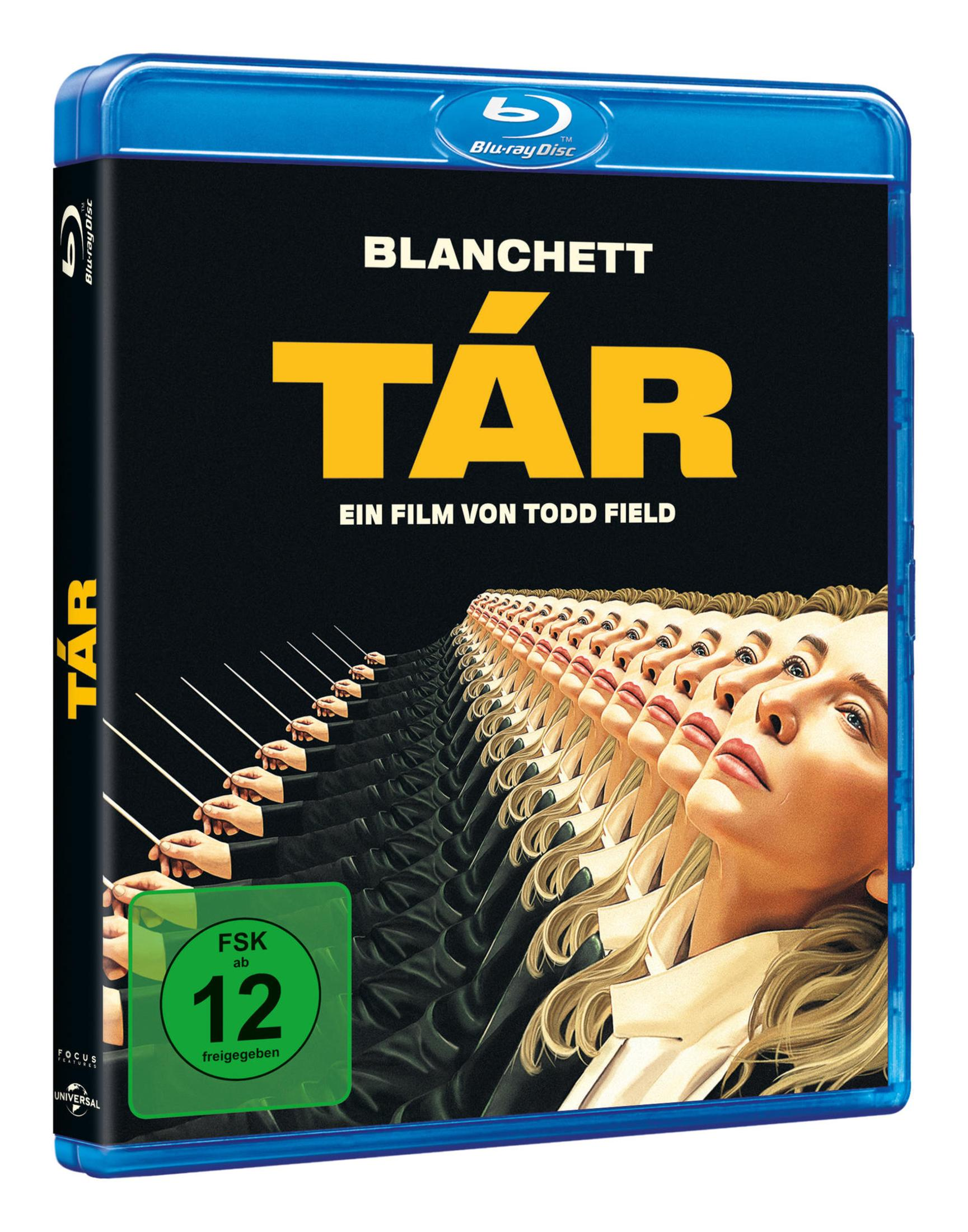 Blu-ray-Hülle des Films Tár mit Cate Blanchett und multiplen Dirigentenärmeln.