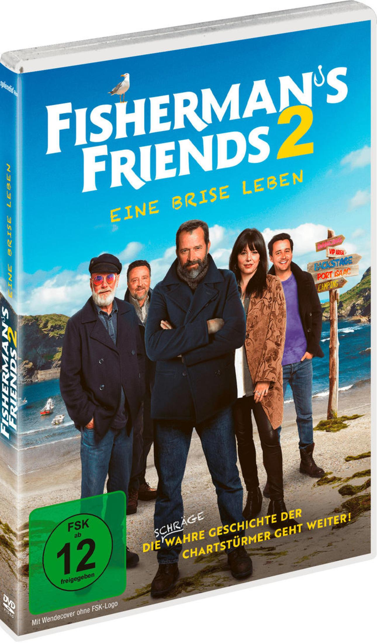 DVD-Cover von Fisherman's Friends 2 mit fünf Darstellern am Strand und Meer im Hintergrund.