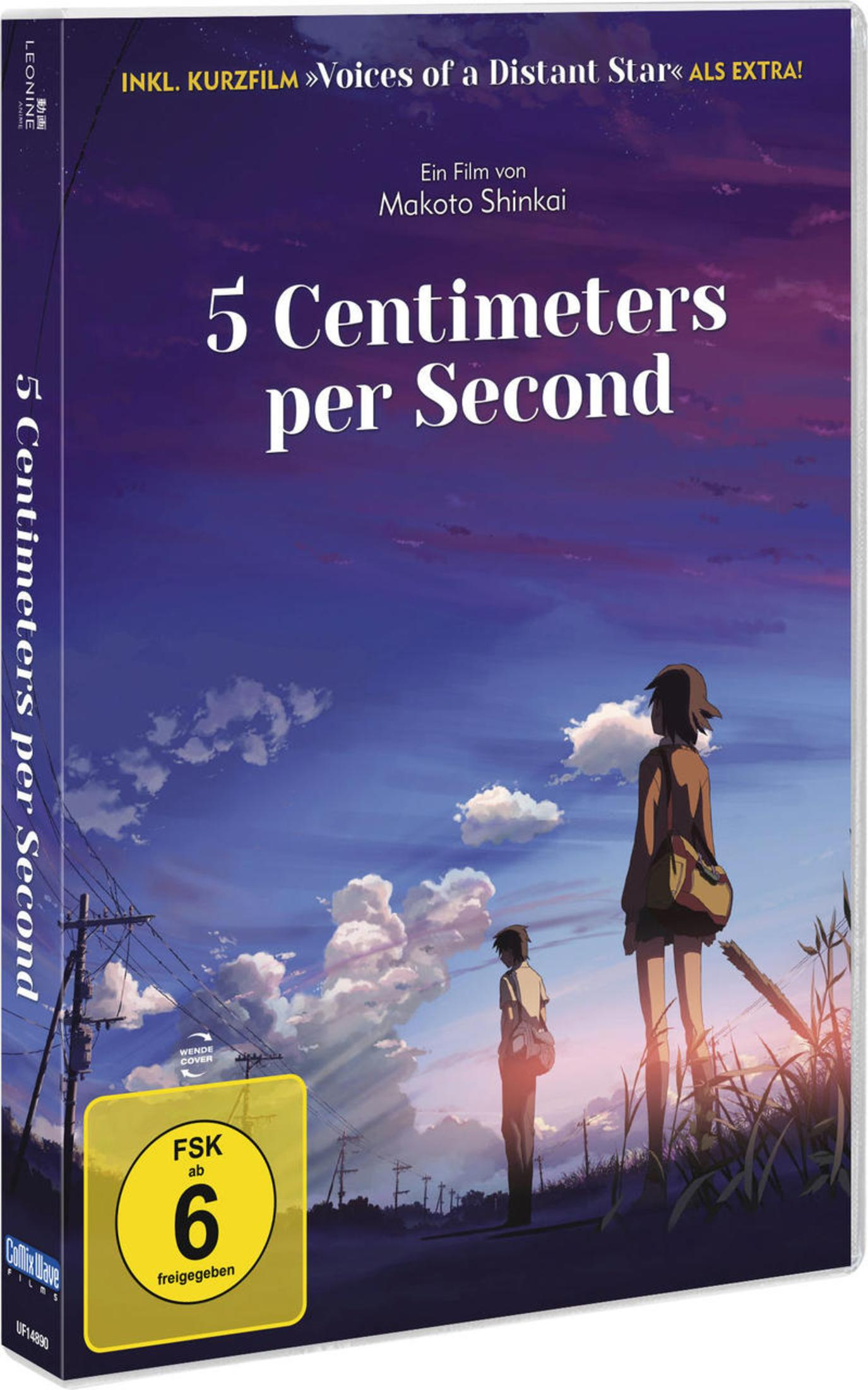 Blu-ray-Hülle des Anime 5 Centimeters per Second mit zwei Personen vor einem blauen Himmel.