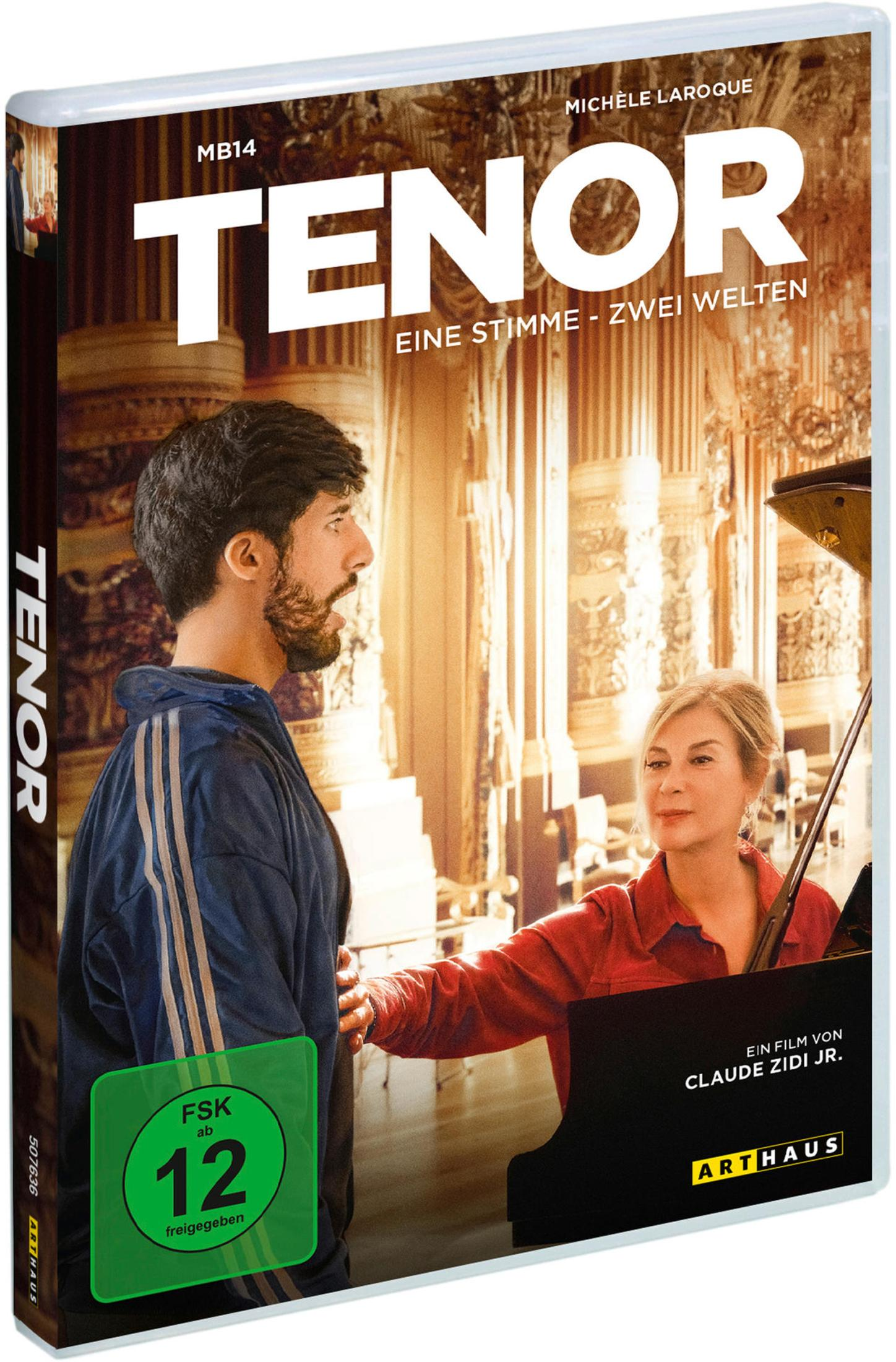 DVD-Cover zum Film Tenor mit einem singenden Mann und einer Frau am Klavier in einem prunkvollen Saal.