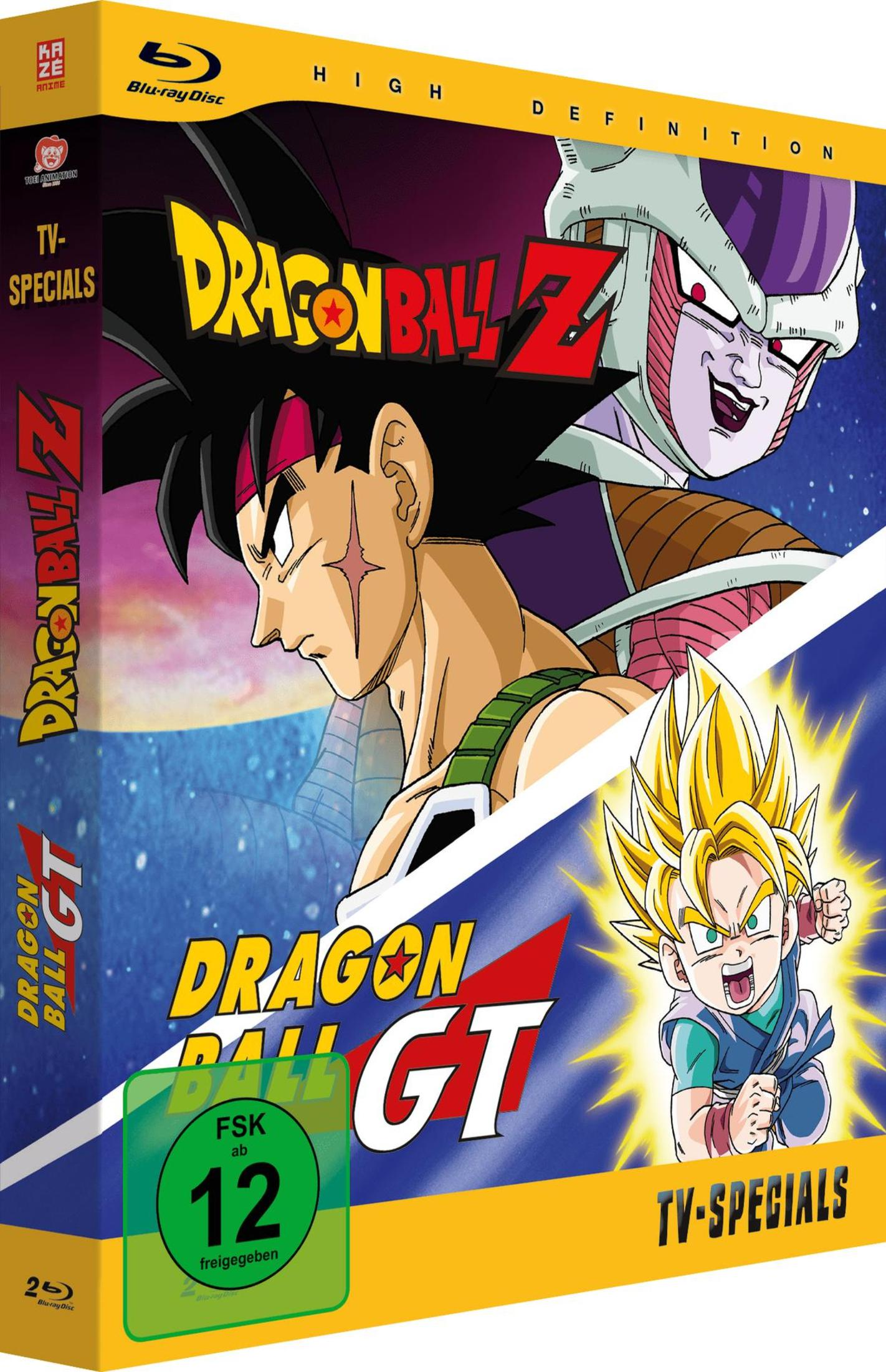 Blu-ray Hülle von Dragon Ball Z TV-Specials mit Charakteren.