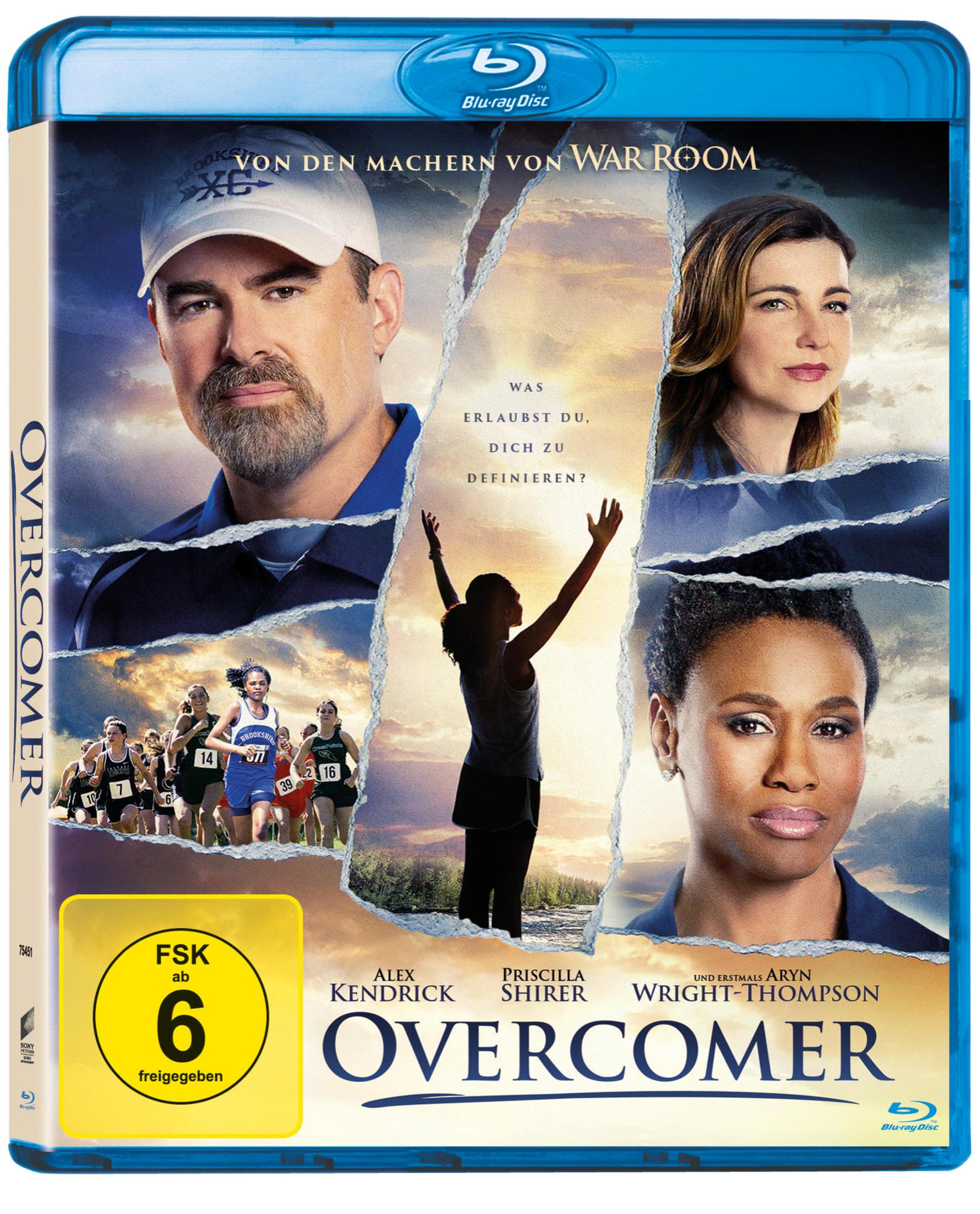 Blu-Ray-Cover des Films Overcomer mit mehreren Darstellern und einem FSK-6-Siegel.