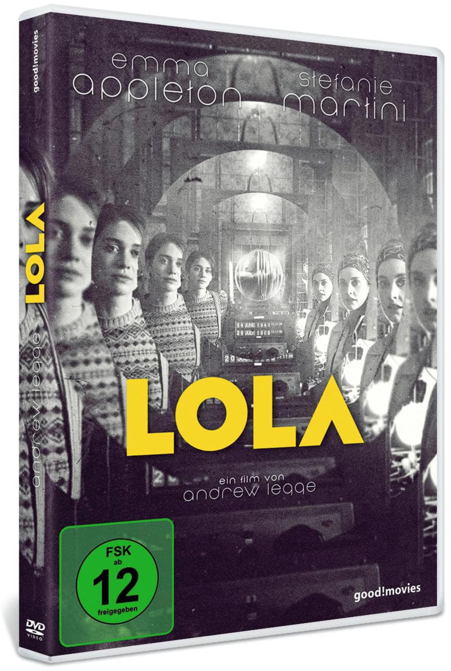 DVD-Cover des Films LOLA in Schwarz-Weiß mit gelbem Titel und mehreren Frauen im Hintergrund.