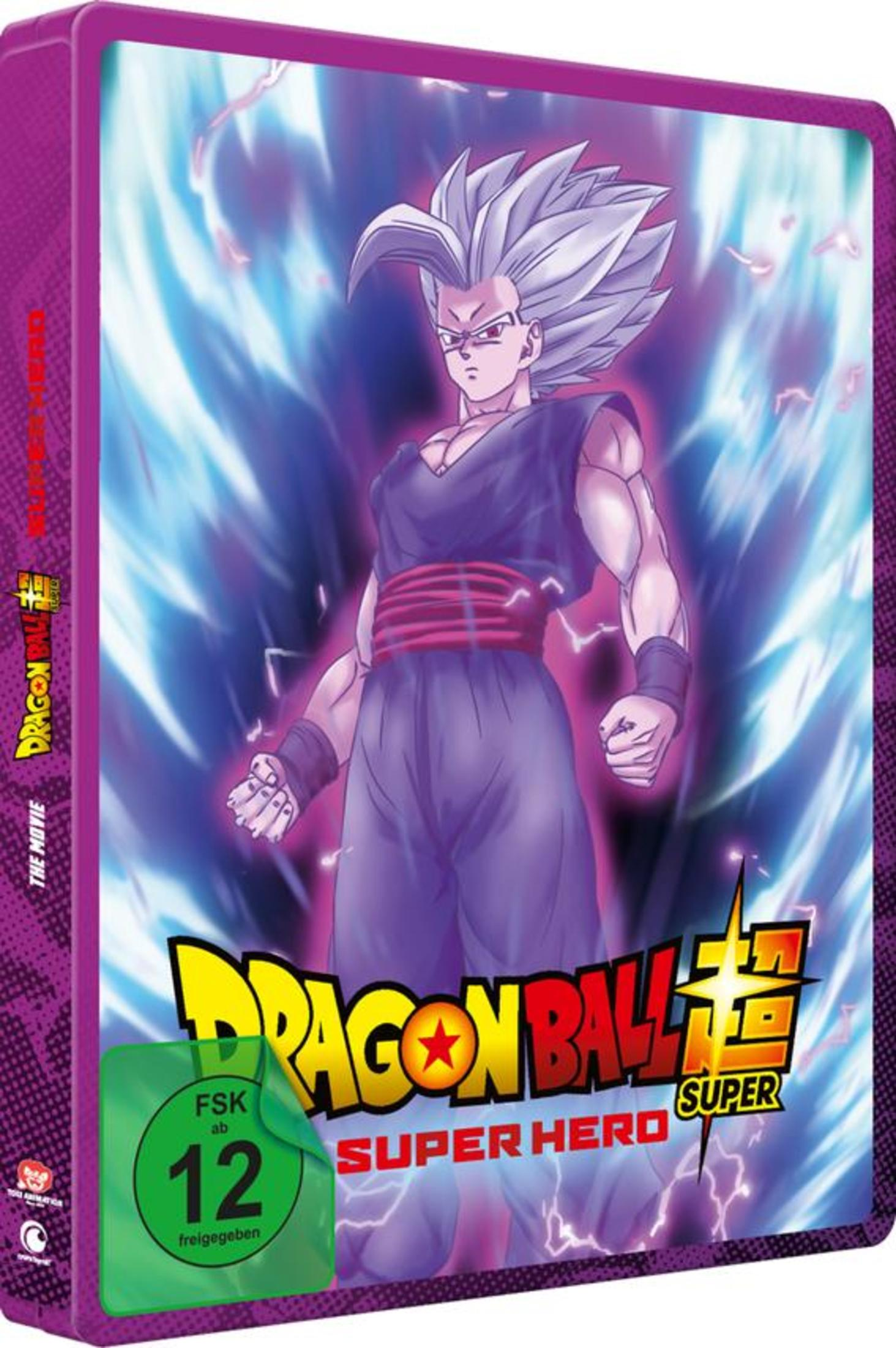 Dragon Ball Super: Super Hero Blu-ray-Hülle mit Gohan in seiner Beast-Form vor einer blauen Energieaura und FSK 12 Logo.