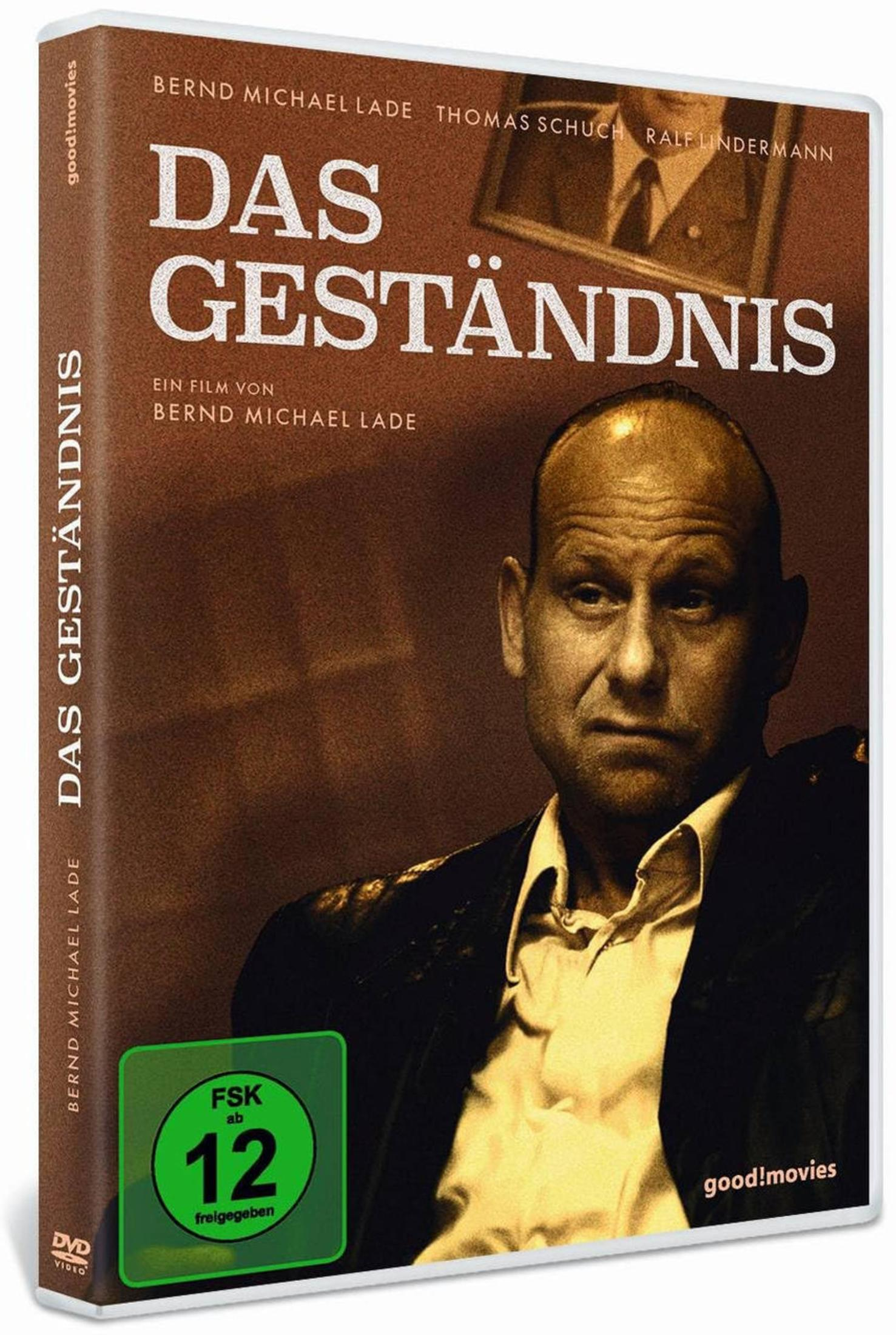 DVD-Cover von Das Geständnis mit einem ernsten Mann im Vordergrund und einem gerahmten Bild an der Wand.