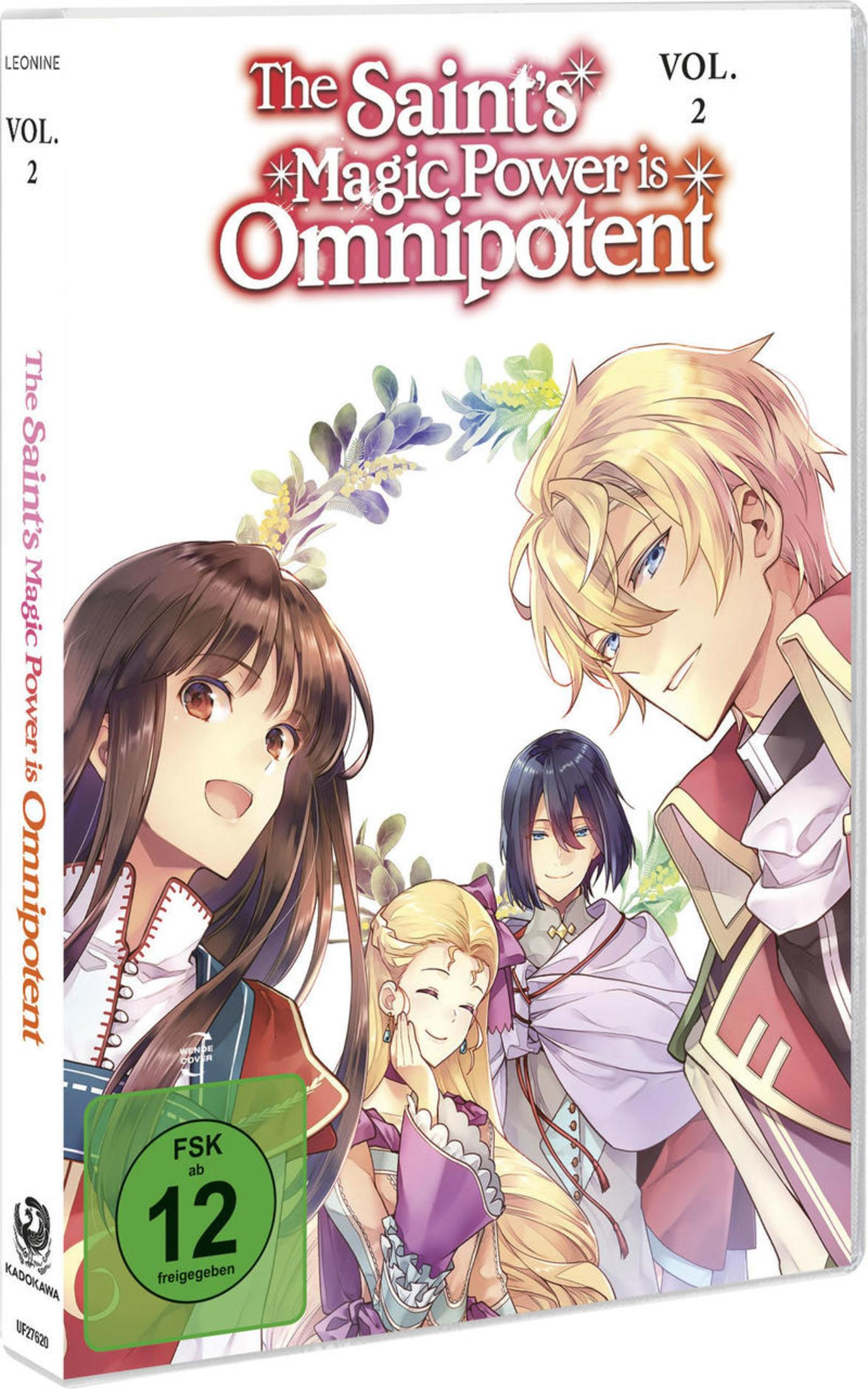 Anime-DVD-Cover von The Saint's Magic Power is Omnipotent Vol. 2 mit vier Charakteren und FSK-12-Logo.