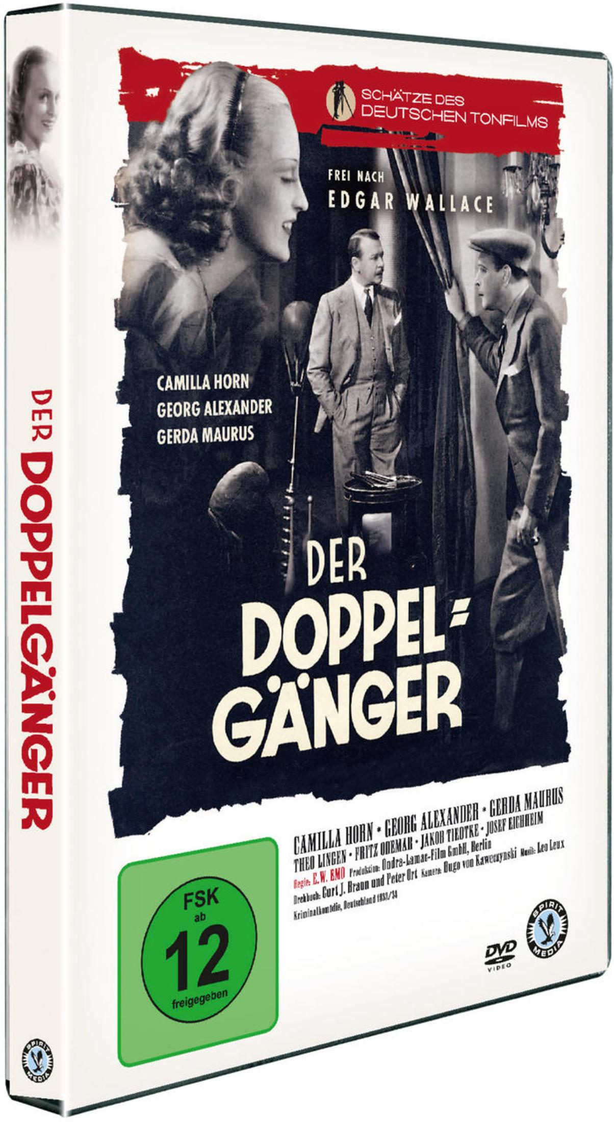 DVD-Hülle des Films 'Der Doppelgänger' mit drei Personen, Text und einem grünen FSK-12-Altersfreigabe-Logo.