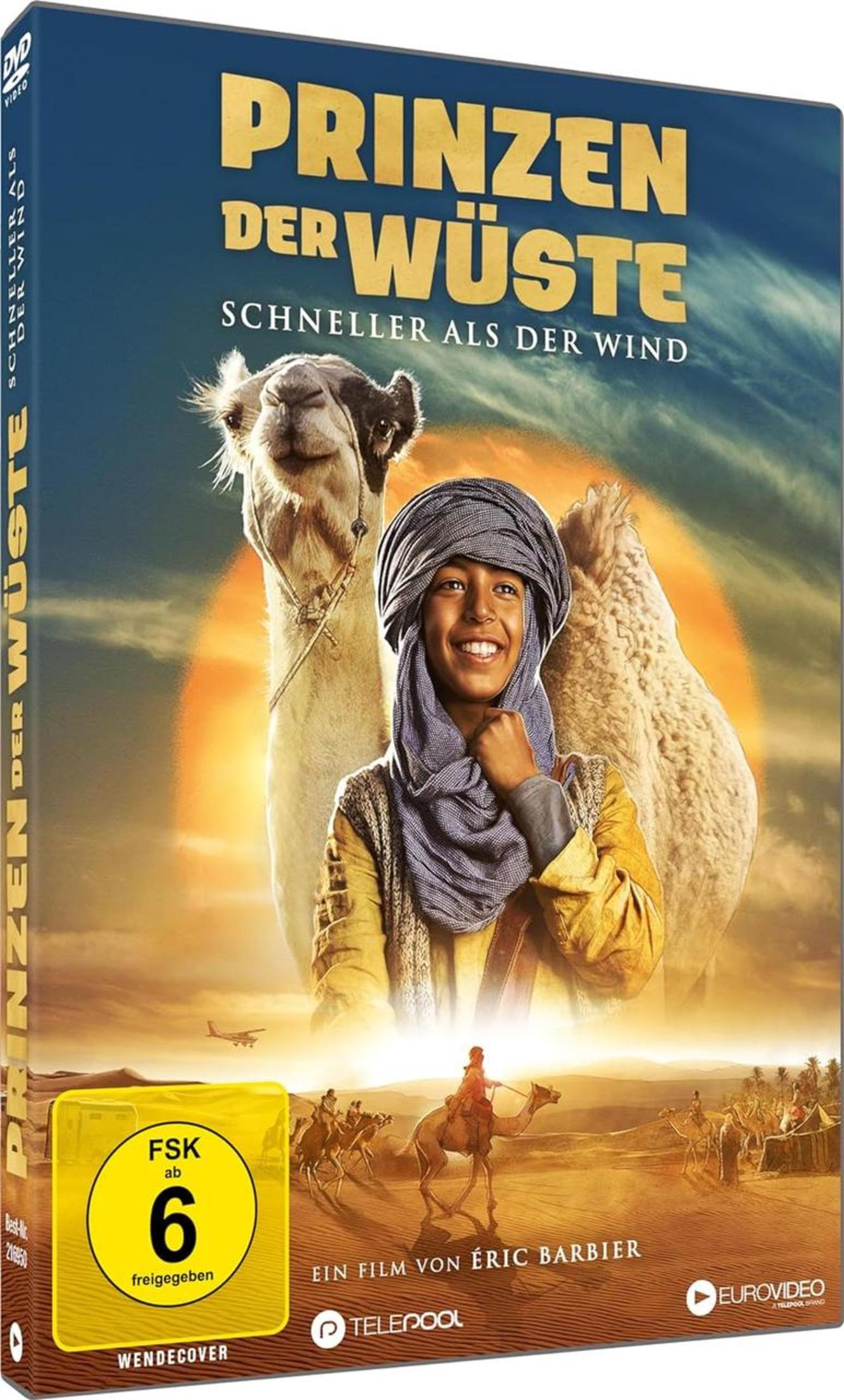 DVD-Cover von Prinzen der Wüste mit einem lachenden Jungen und einem Kamel vor einer Wüstenlandschaft.