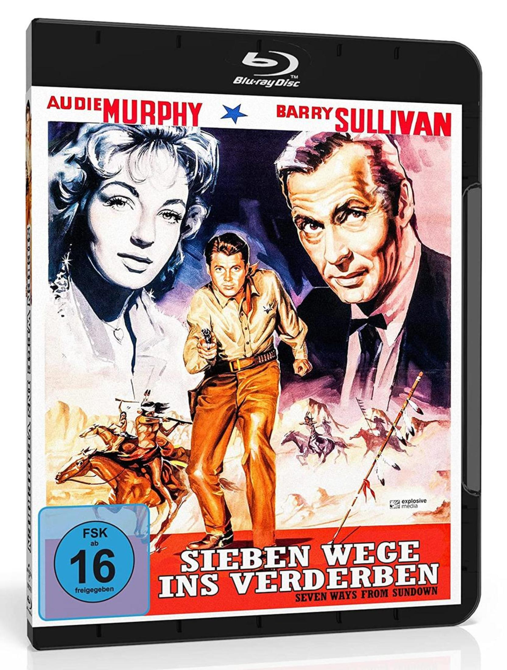 Blu-ray-Hülle des Westerns Sieben Wege ins Verderben mit Audie Murphy und Barry Sullivan.