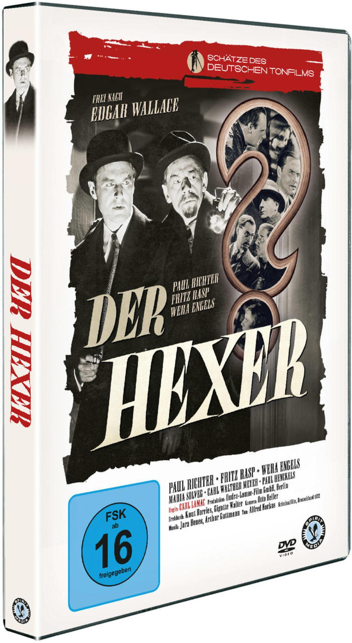 DVD-Hülle des Films 'Der Hexer' mit schwarz-weißen Charakteren und einem großen Fragezeichen.