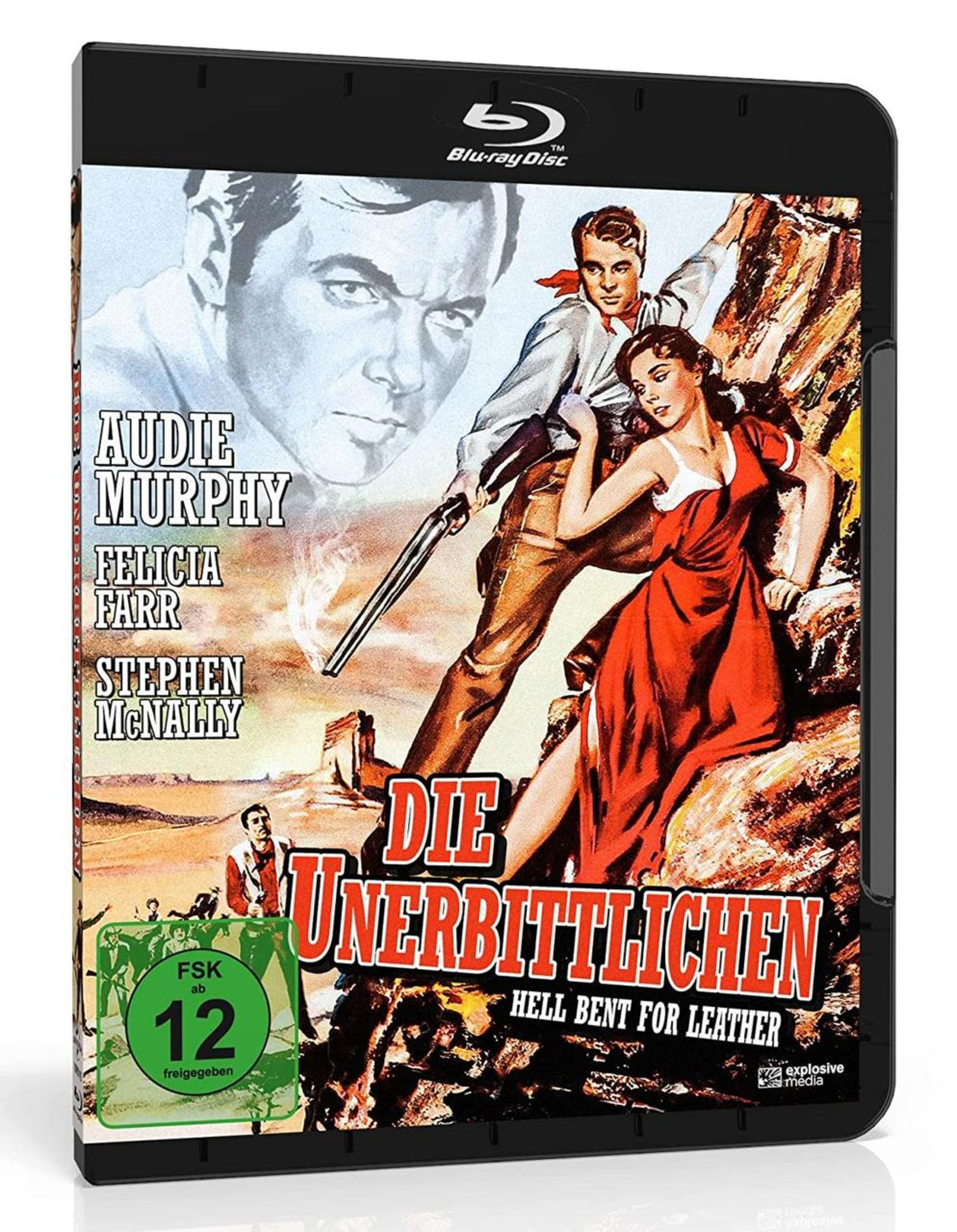 Blu-ray-Cover des Westerns "Die Unerbittlichen" mit Audie Murphy, Felicia Farr und Stephen McNally.