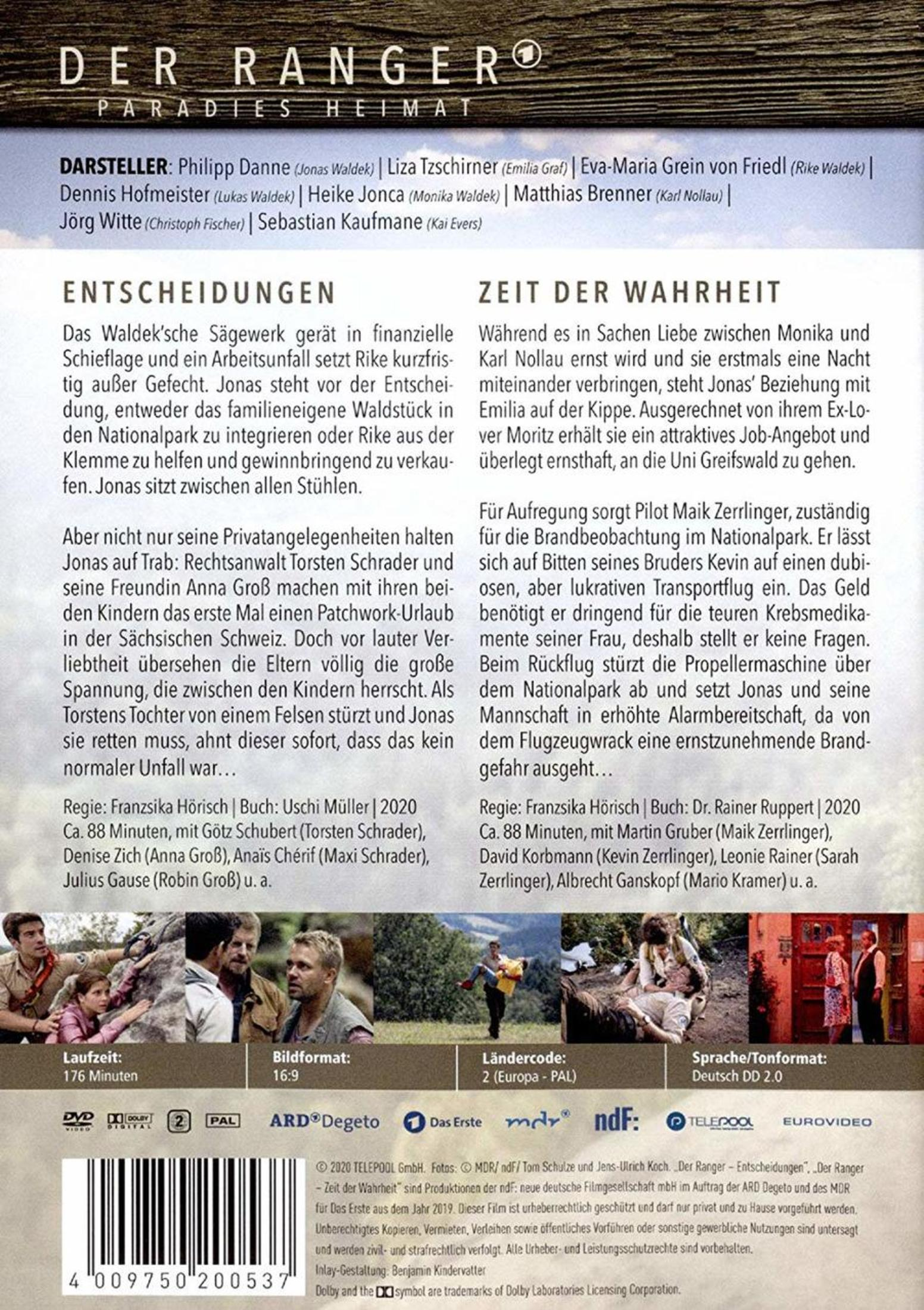 DVD-Rückseite von Der Ranger mit Besetzungsinfos, Inhaltsangaben und technischen Details.