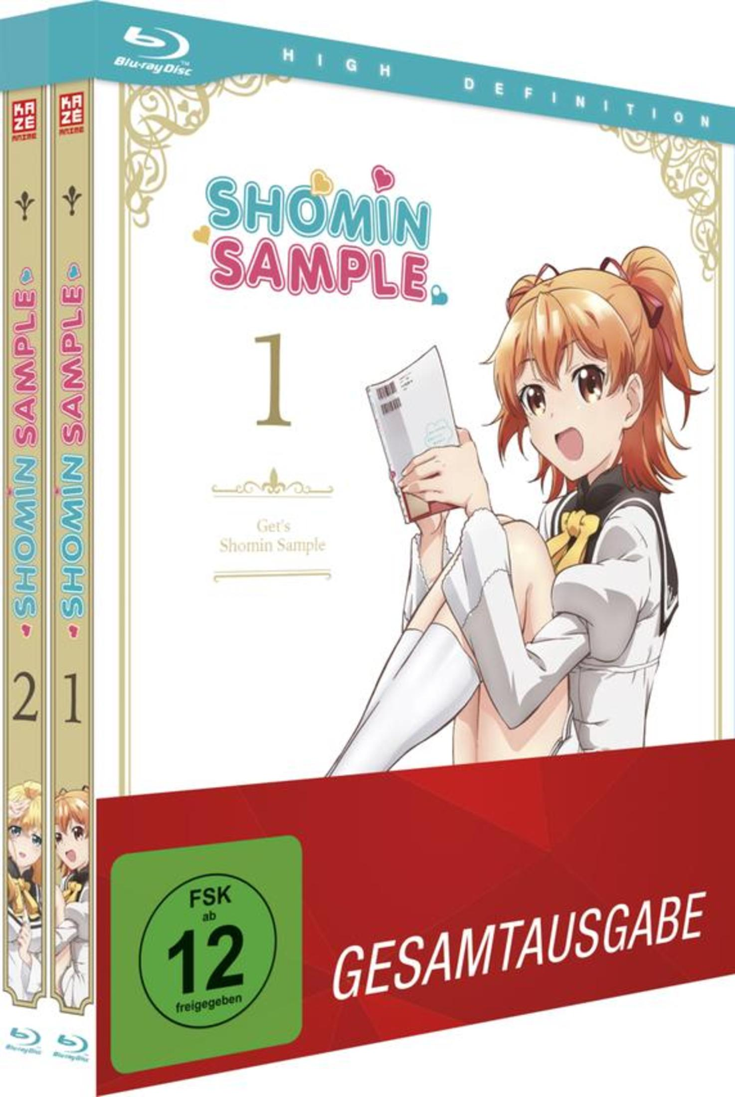 Anime Blu-ray Gesamtausgabe Shomin Sample Vol. 1 mit einem Mädchen auf dem Cover und FSK 12 Logo.