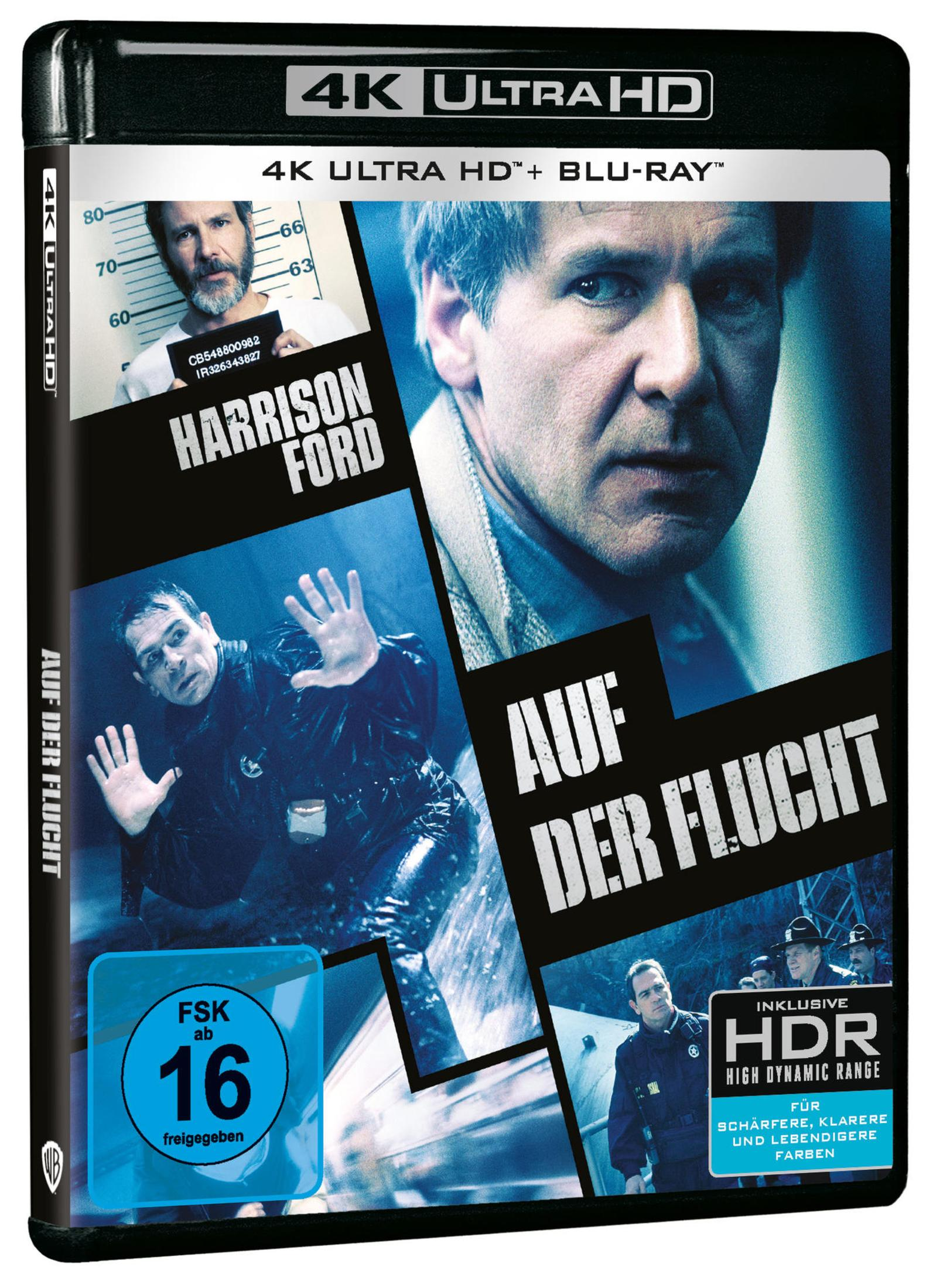 The Fugitive 4K Ultra HD Blu-ray Cover mit Harrison Ford und Tommy Lee Jones.