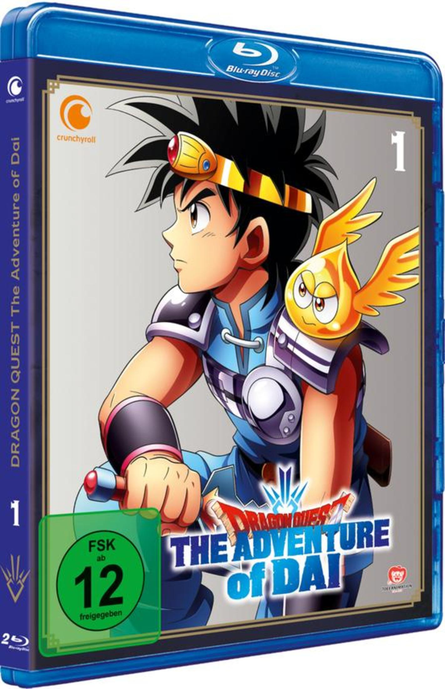 Blu-ray Hülle von Dragon Quest The Adventure of Dai Vol. 1 mit Anime-Charakter und FSK 12 Logo.