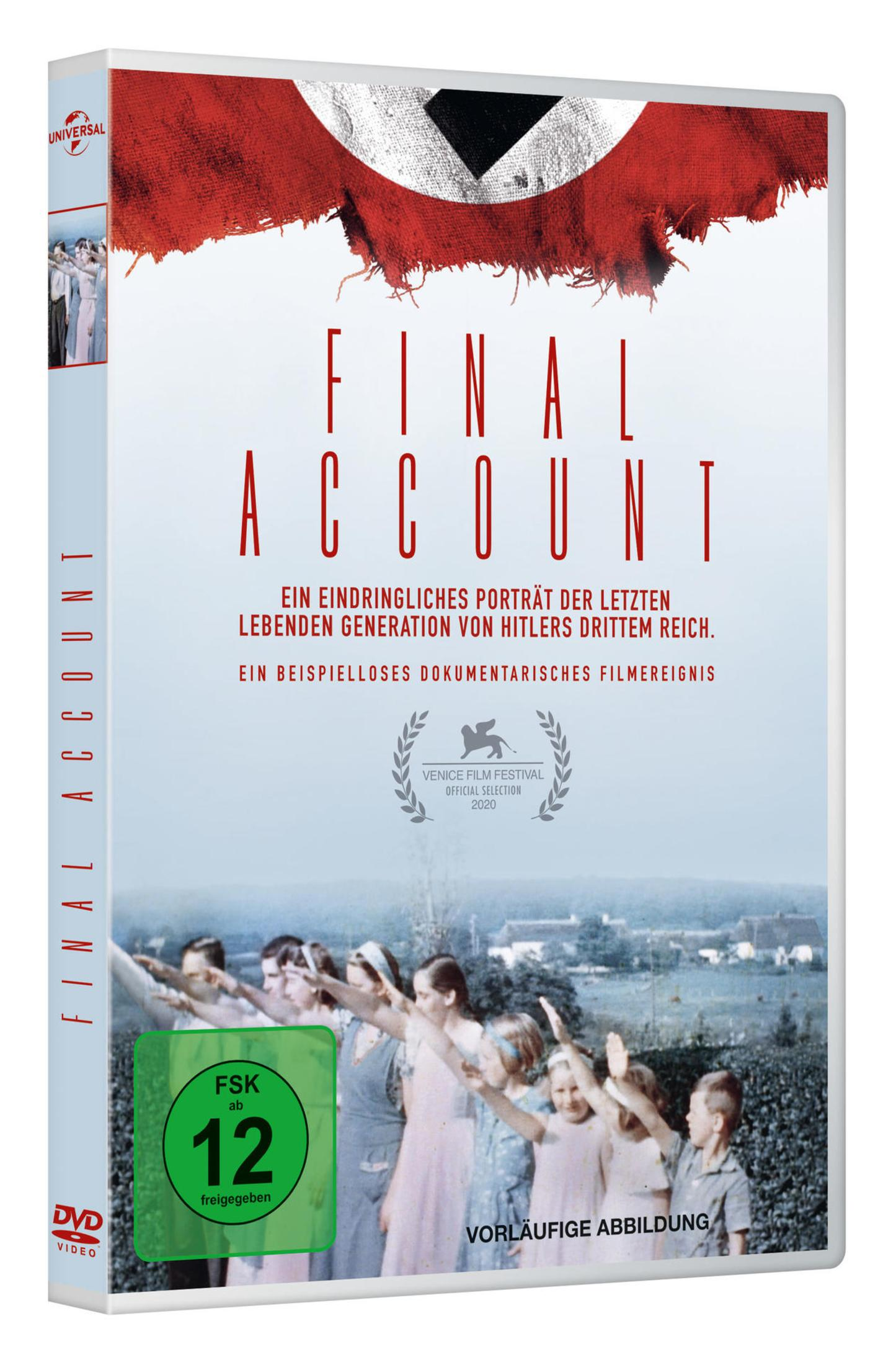 DVD-Cover von Final Account mit Nazi-Flagge oben und Menschen, die den Hitlergruß zeigen, unten.